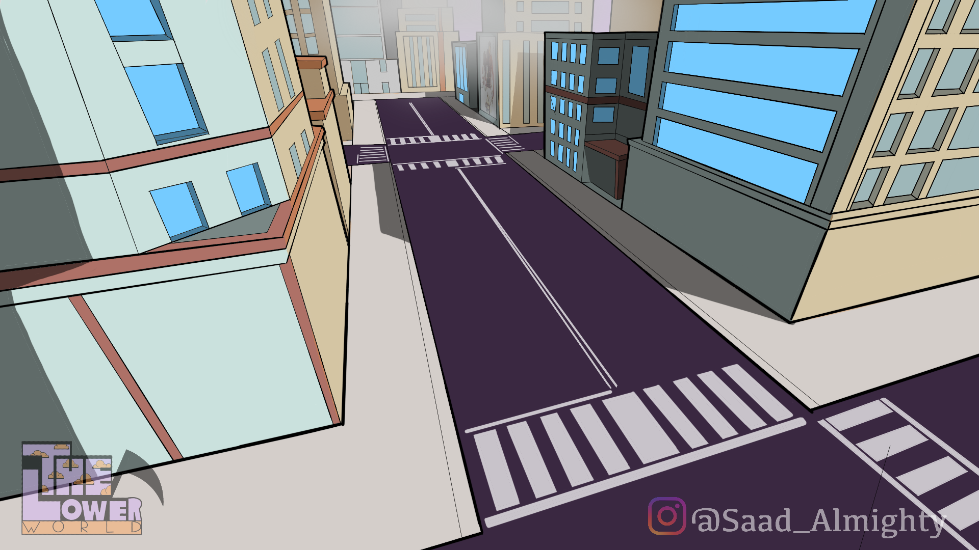 The Lower World / Still of background concept design from "The Lower World," an animated episodic sitcom created using Photoshop, Callipeg, ToonBoom, and Autodesk Sketchbook.