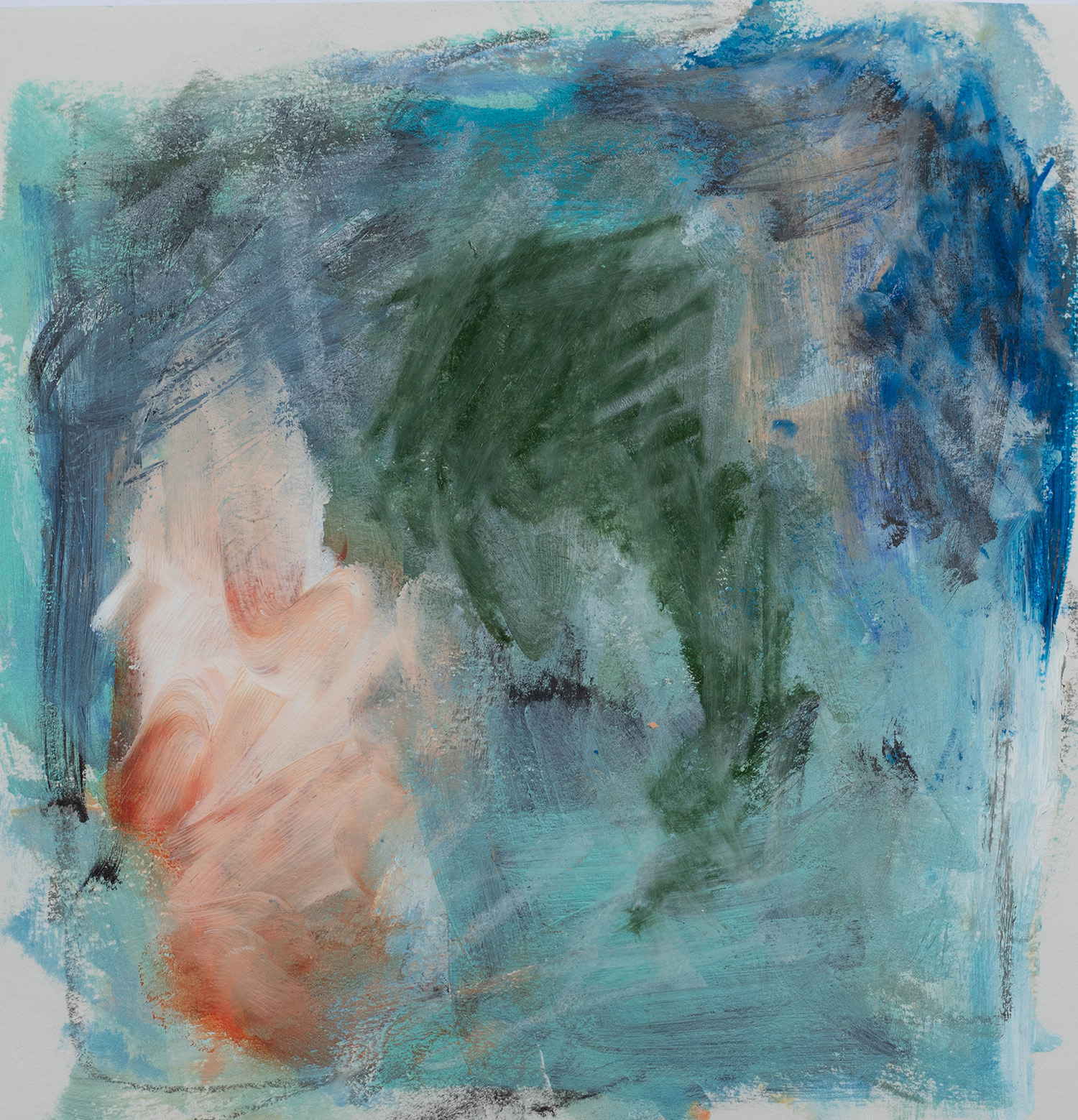 Abstract / Abstract on 6-inch square paper using oil pastels and acrylic paint