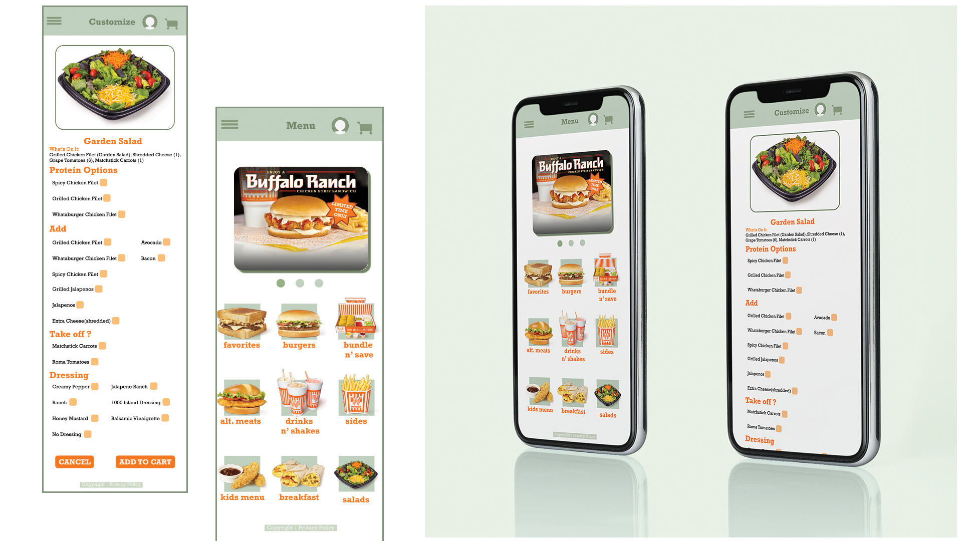 Whataburger, app / Whataburger, app, 844 x 390 pixels digital devices 2023. This app was created for Whataburger, a fast-food chain that recently opened locations in Georgia. 