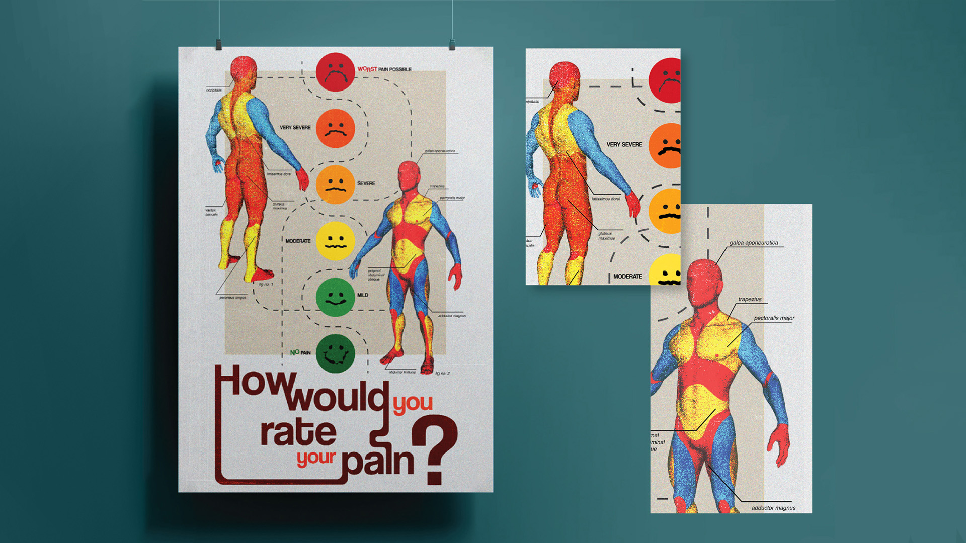 Pain Scale, decorative poster, / "Pain Scale, decorative poster, printed 8.5" x 14", 2022. Poster is based on 1980‚ Utopian Scholastic design. 