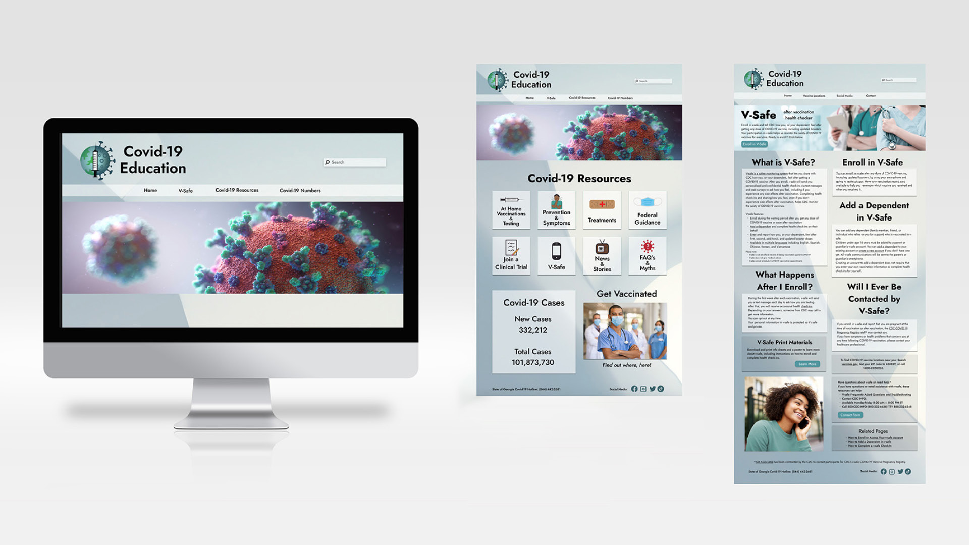 Covid-19 Education, Website Design / Covid-19 Education, Website Design, 2023. Website design and branding for a medical company called Covid-19 Education.