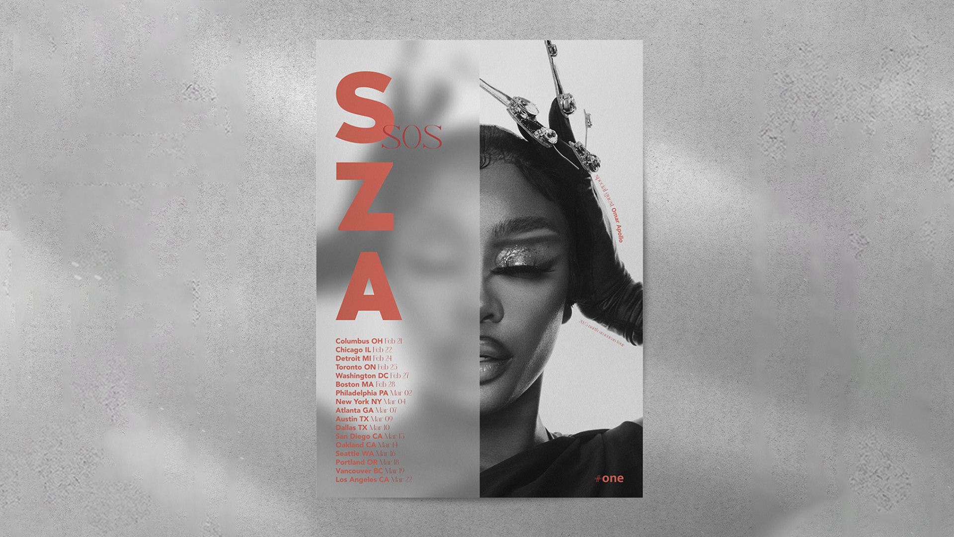 SZA / SZA, SZA 2023 Tour Poster Design, 18x24 inches print ad, 2023. This introduces SZA‚ 2023 North American Tour dates and locations.