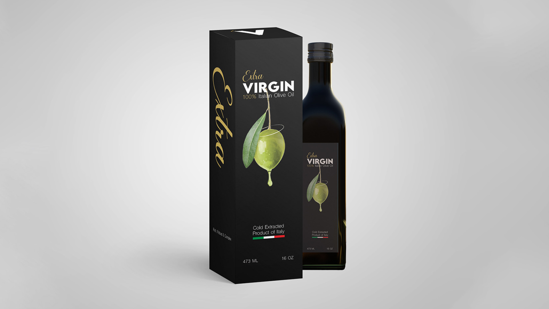 "Extra Virgin,"   / "Extra Virgin," Branding and Box Design, 14x3.5x3.5 inches printed box, 2023. This box and branding was created to be an elegant gift. 
