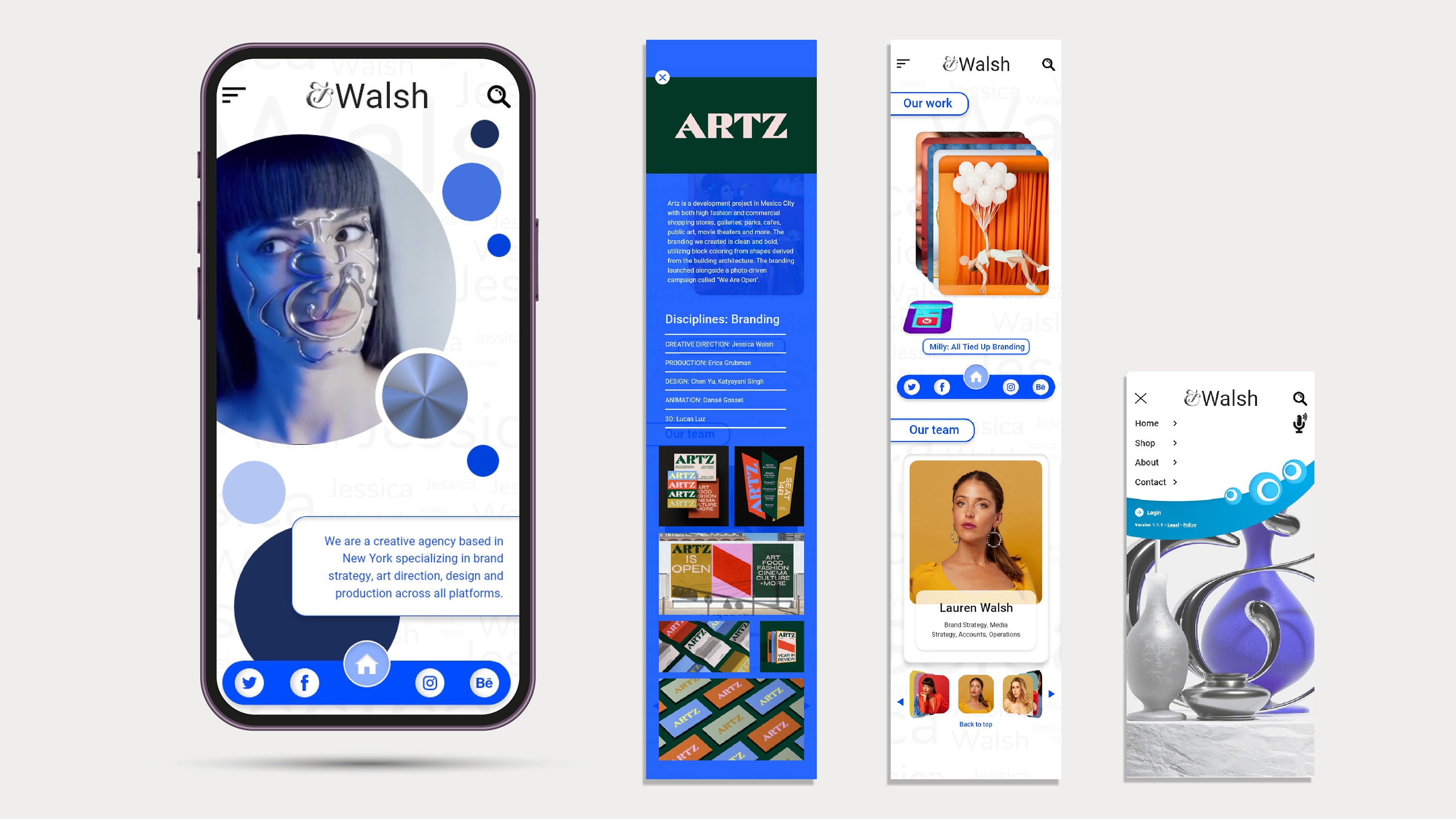 "&Walsh," mobile app design, / "&Walsh," mobile app design, digital, 2022. This project is to design a mobile app for the designer Jessica Walsh.