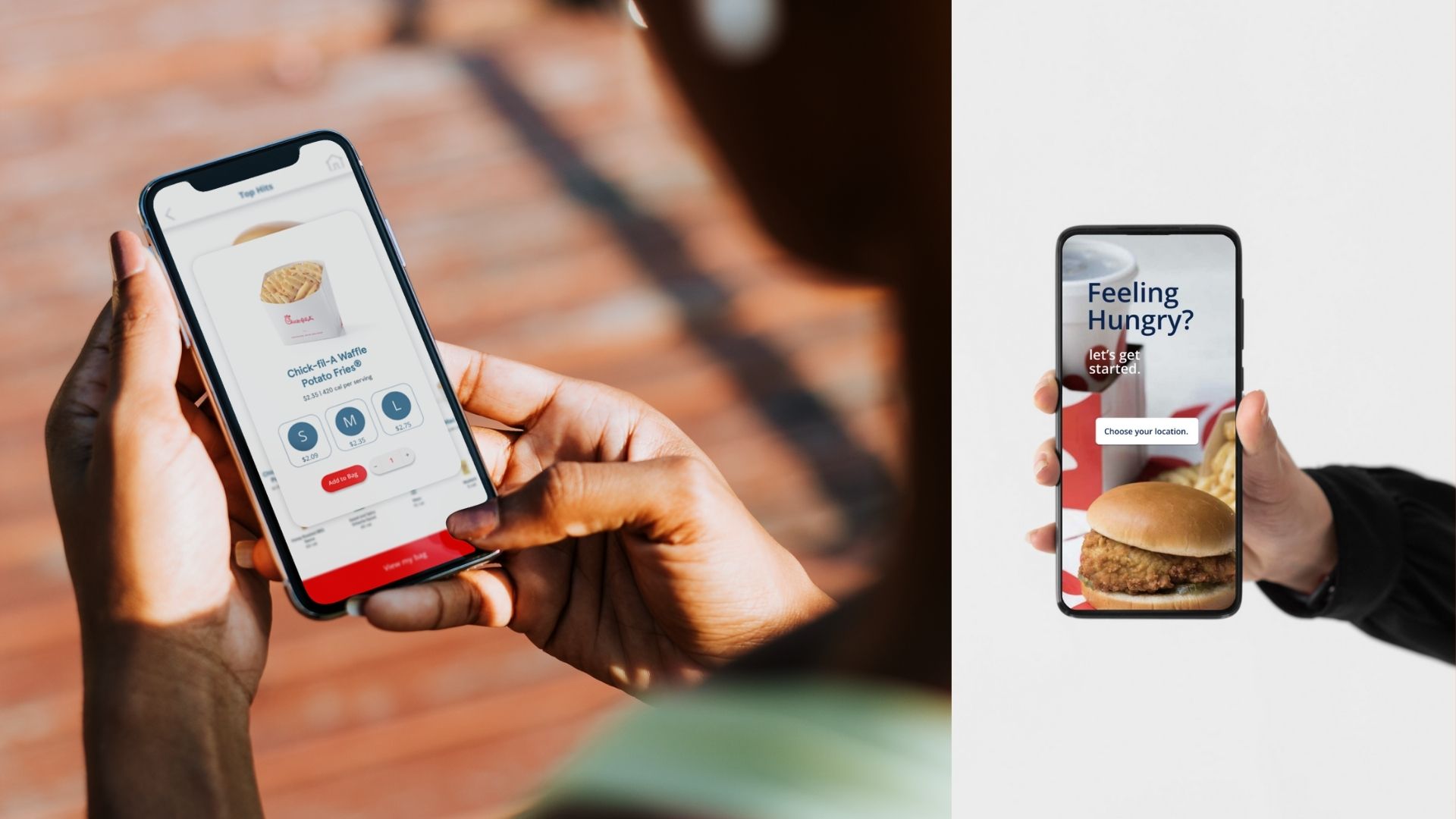 "Chick-fil-a App," UX/UI Design / "Chick-fil-a App," UX/UI Design, 1792 x 828 px figma file, 2022. This is a user-friendly App designed chick-fil-a that is targeted at their key-demographic. It is easy-to-use and modern.
