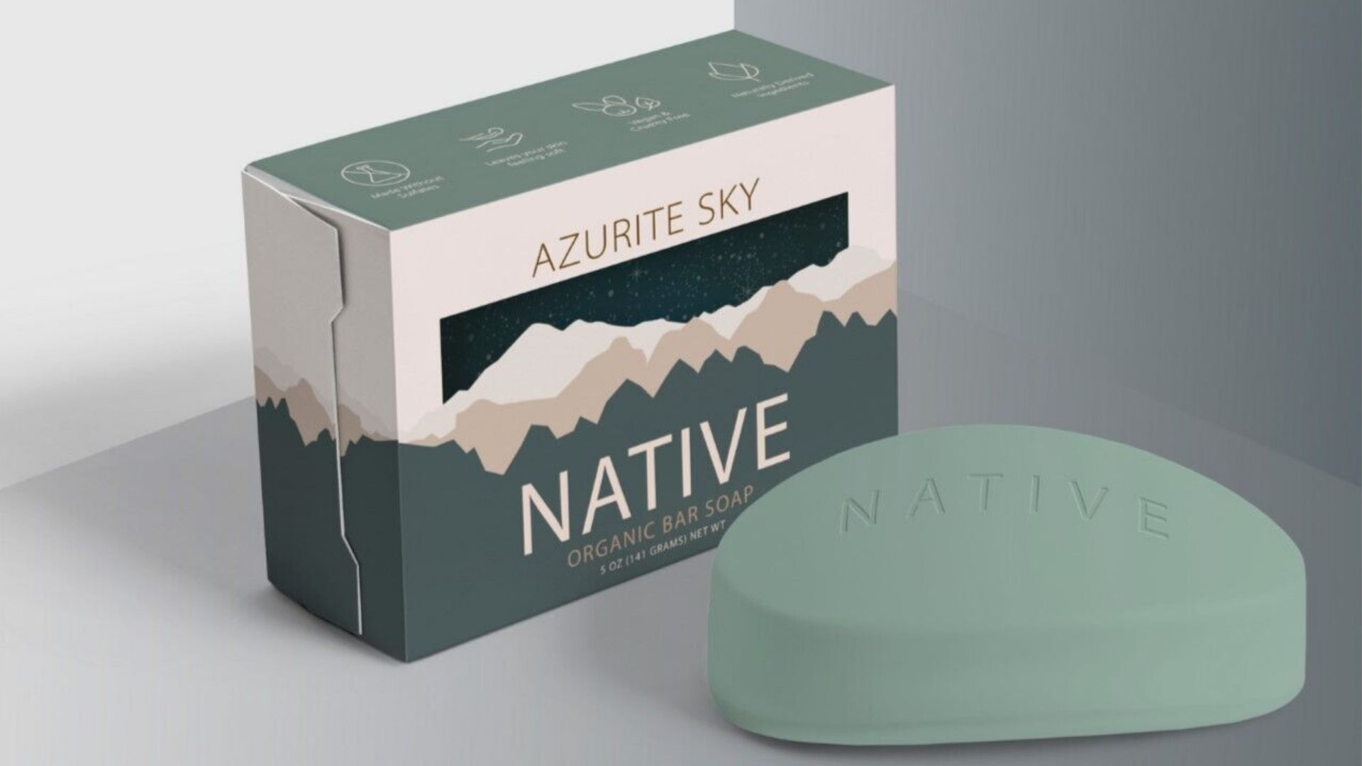 Native soap rebranding / "Native soap rebranding," packaging design, 2 x 3 x 1.125 inches, 2023. This is a re-branded the soap company ‚ "Native" to make it appear more like what they represent. Key words were Natural, Earthy, Healthy, Organic, and Simple. I created 3 different b