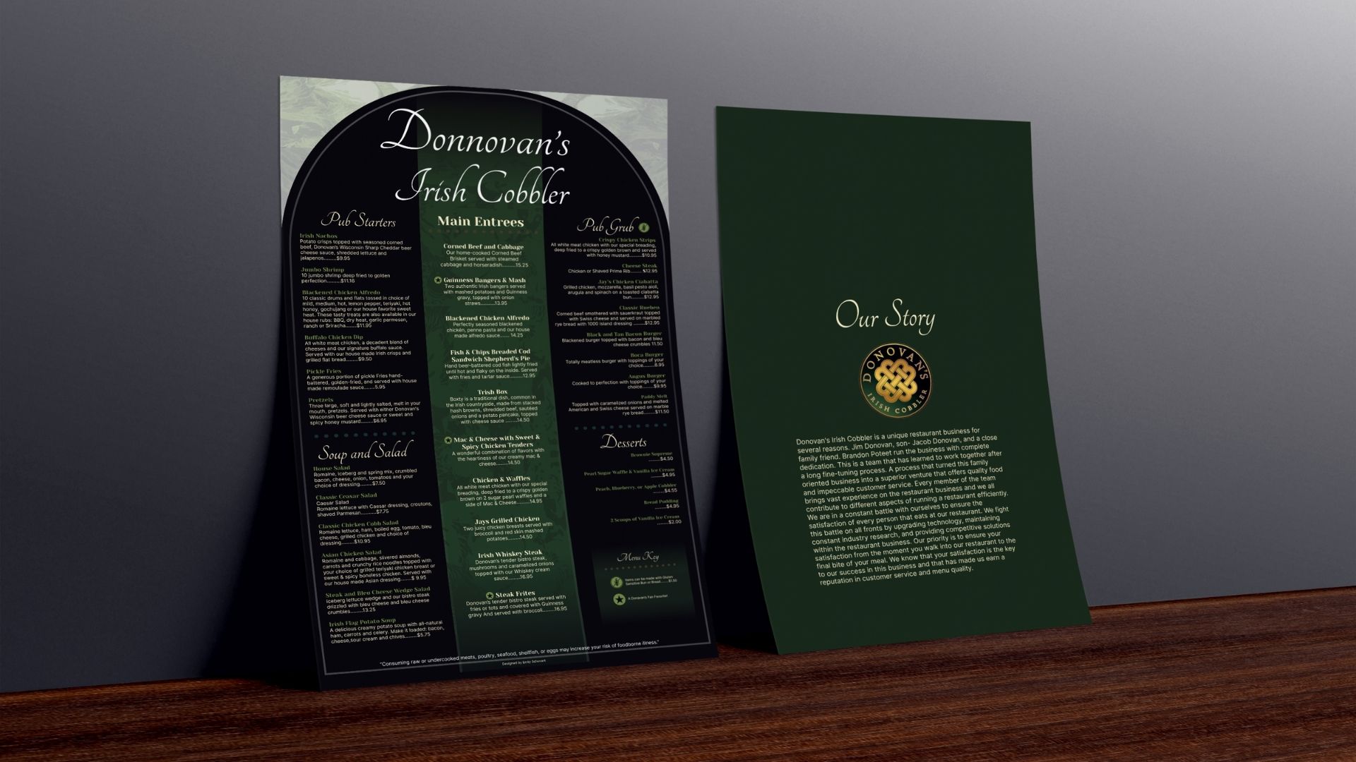 "Donovan's Menu Redesign" / "Donovan's Menu Redesign," publication design, 11 x 17 inches print, 2020. I re-branded the menu of a restaurant near me to make it more modern and easy to read.