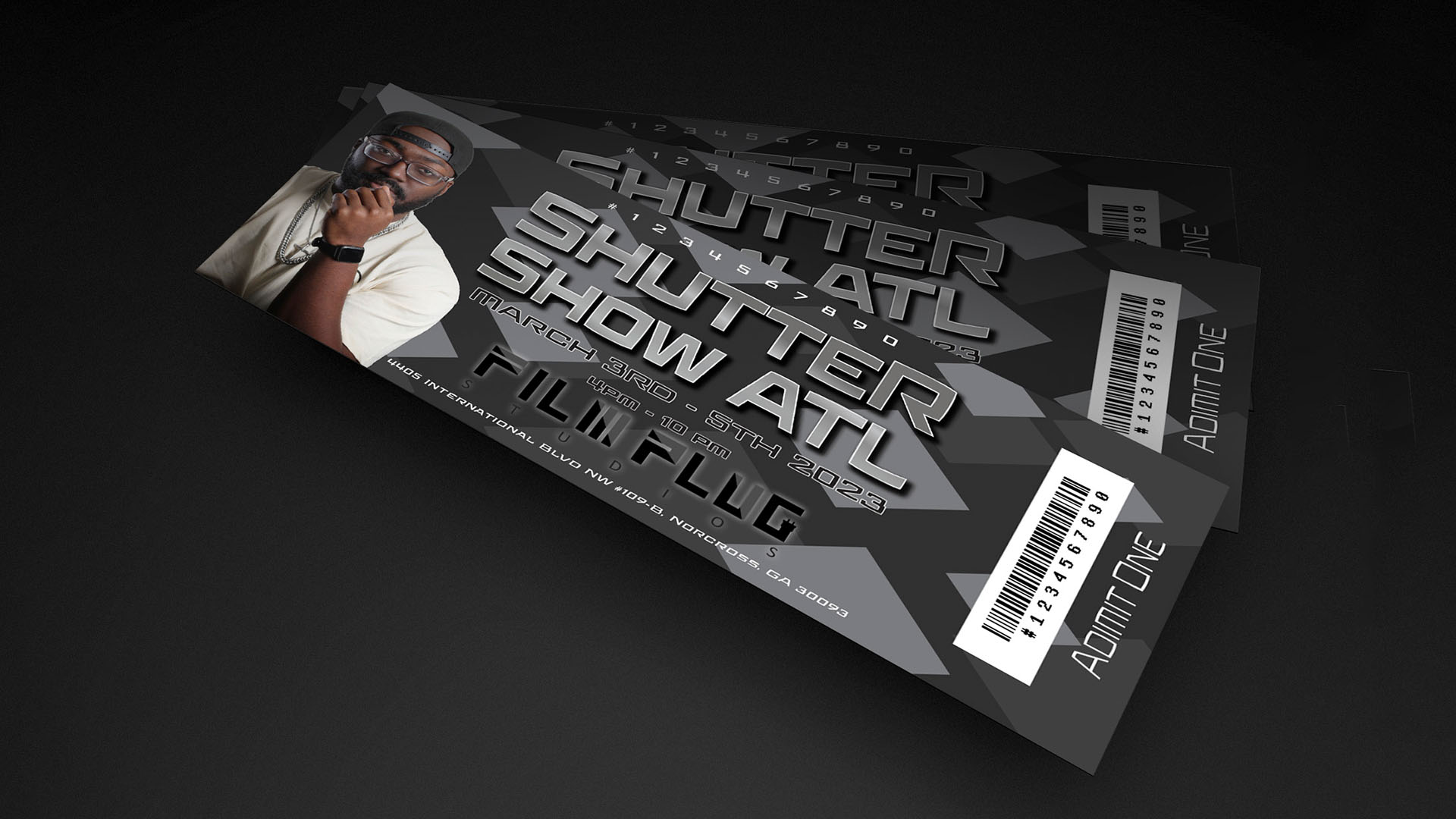 Shutter Show ATL / "Shutter Show ATL," Event ticket, 8.5 x 3.5 inches print,  2023. Custom Tickets to a private art exhibit.