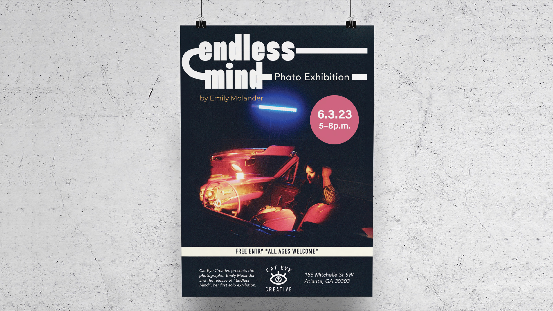 Endless Mind / "Endless Mind‚" poster design, 11 x 17 inches, 2022.  Created for  Molander's Film Photography Exhibition that she wishes to have one day.  