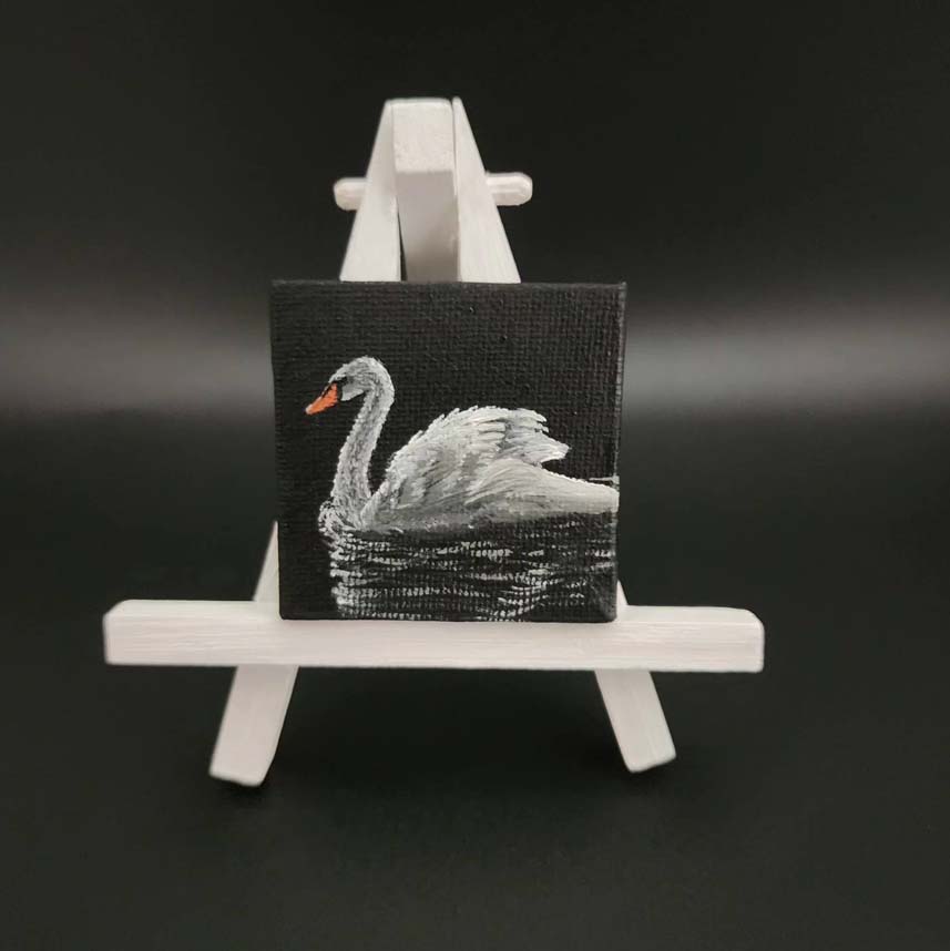  / Mini swan painting by Bryanna Walker