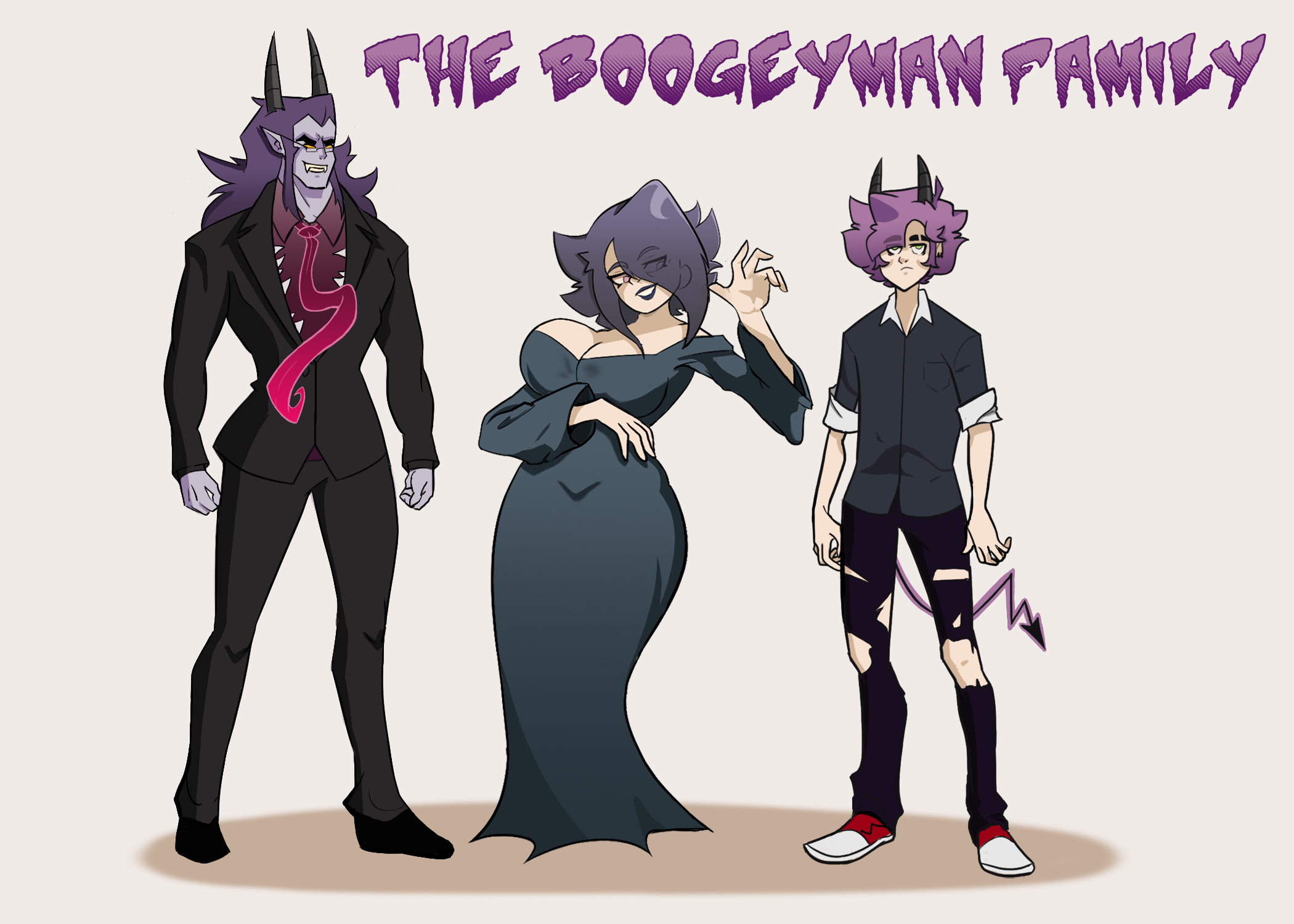  / EXAMPLE: Still of characters Boog and his parents. The Boogeyman (on the left) is retired and now protests against monster's killing humans. Julia, Boog's mom (on the right) is a human who fell in love with the Boogeyman.