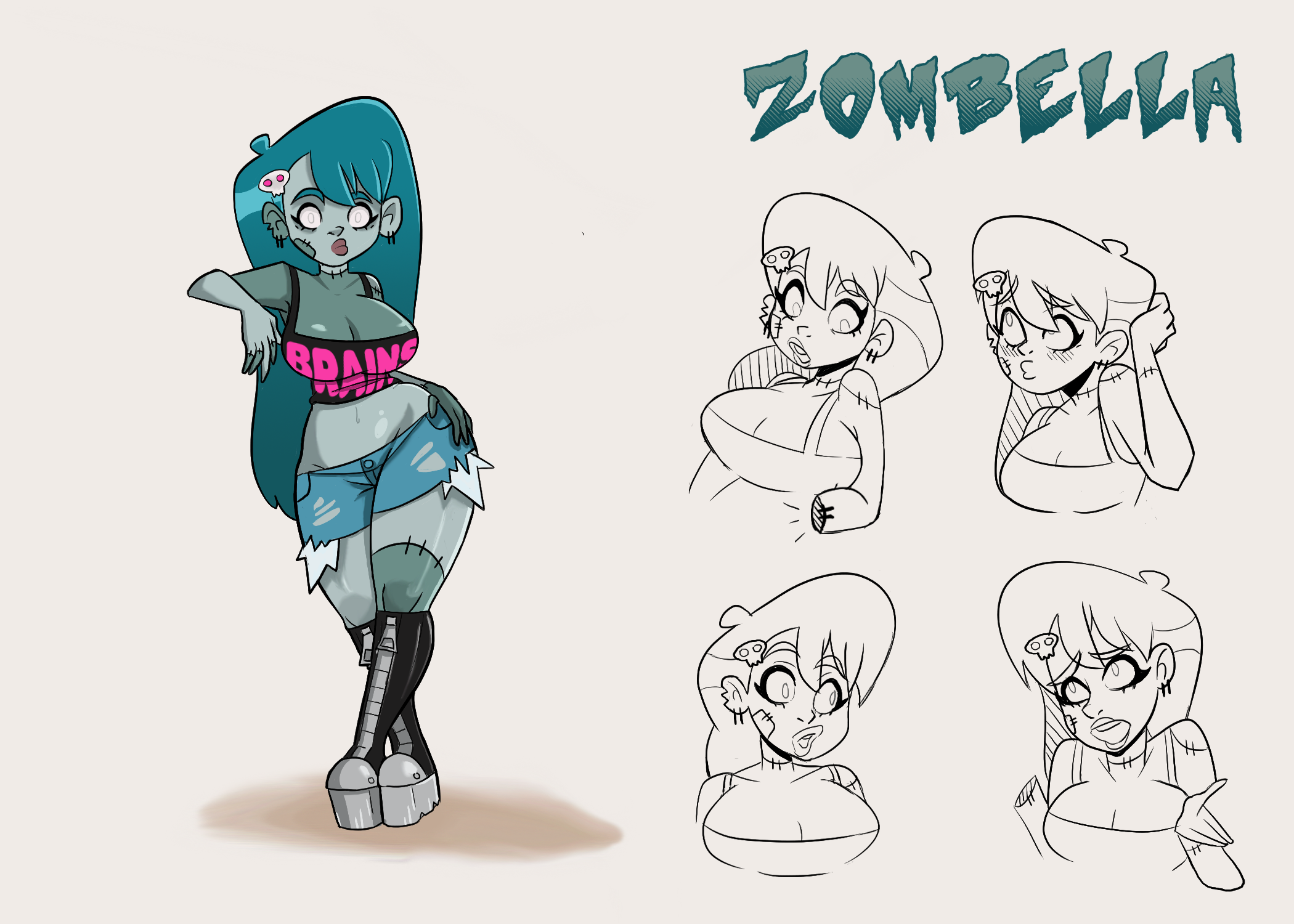  / Still of character and expressions of Zombella, the third friend amonst the group. She is a clumbsy and airheaded zombie, whose always losing her head (literally).