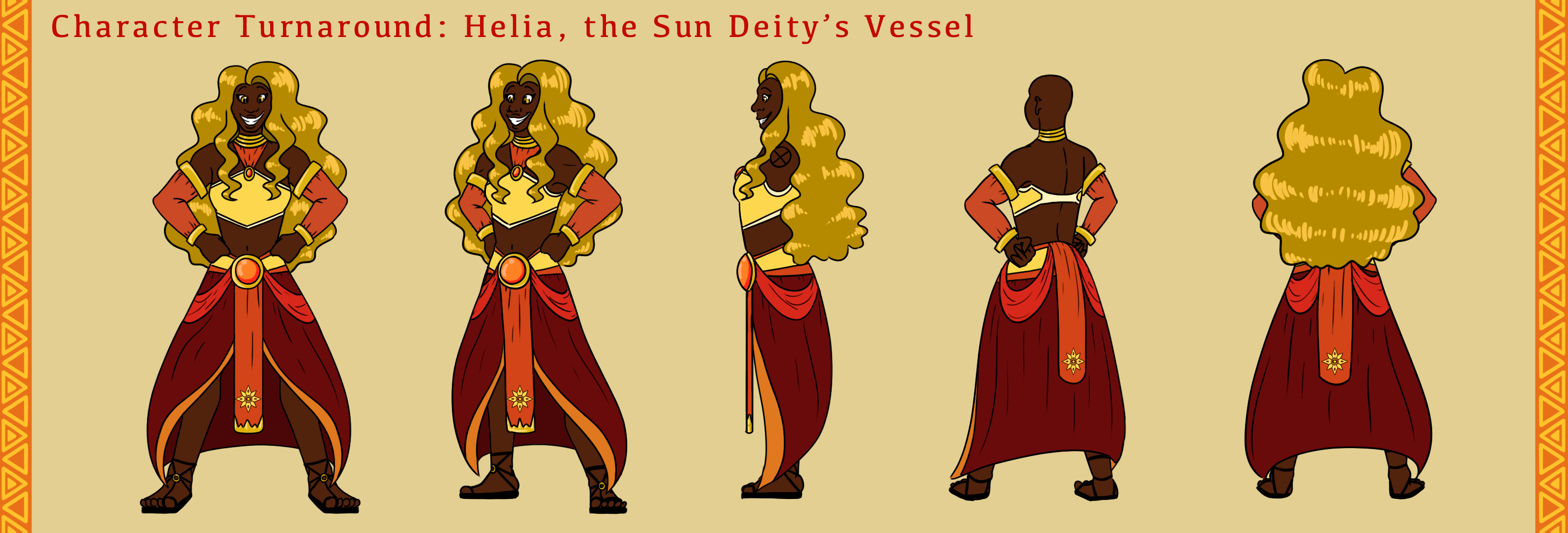  / 5-Point Turnaround of Helia, the Sun Deity's Vessel. Drawn and colored in Photoshop.