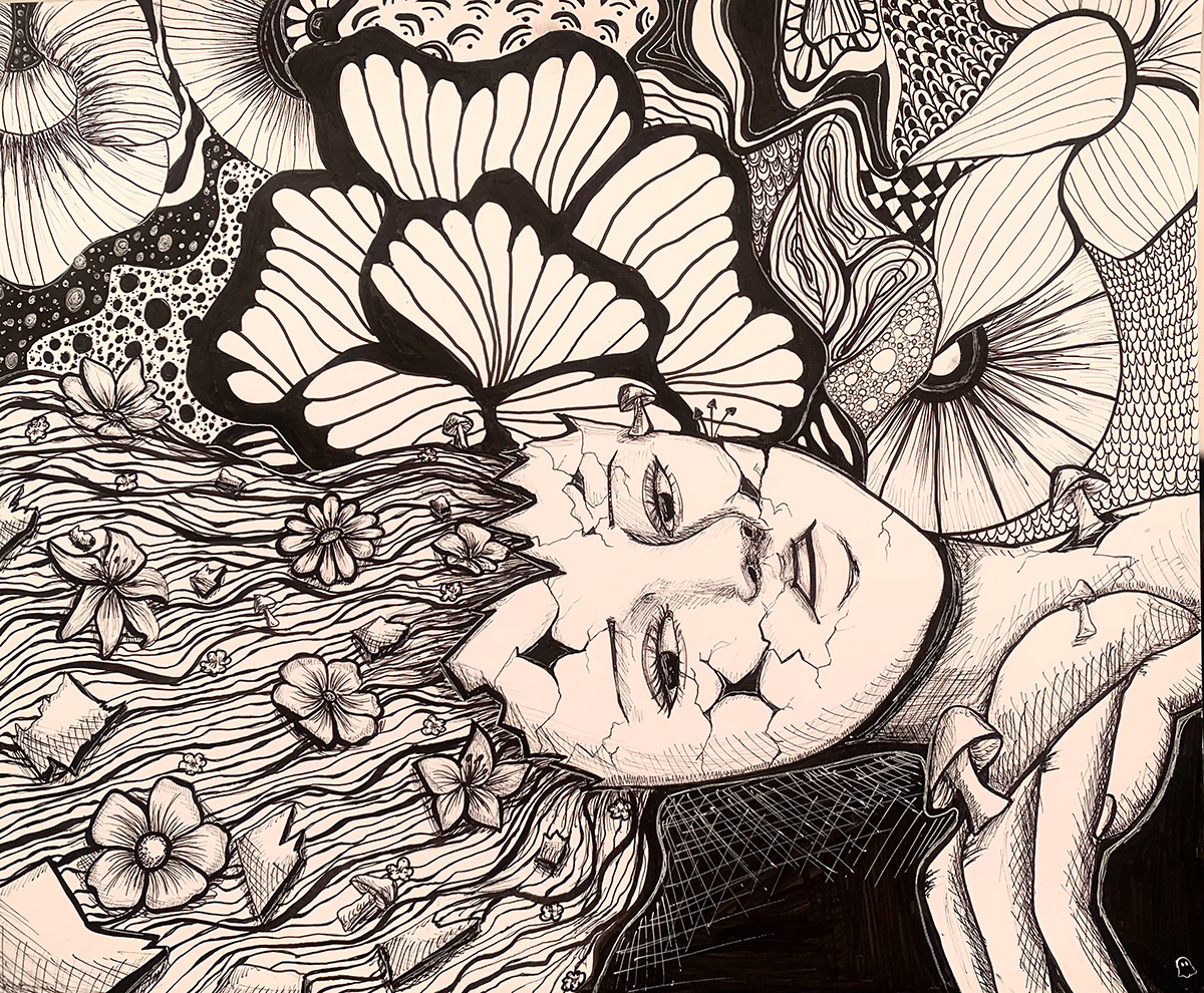 Elie Raybourn / Elie Raybourn_untitiled-pen-14x17- fall 2023-Depth, Space, Movement, Texture