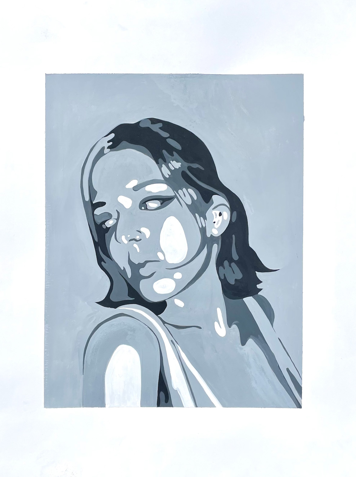 Hannah Parcero  / Hannah Parcero - Value Scale Self-Portrait - 17x14 Gouache on Bristol Board