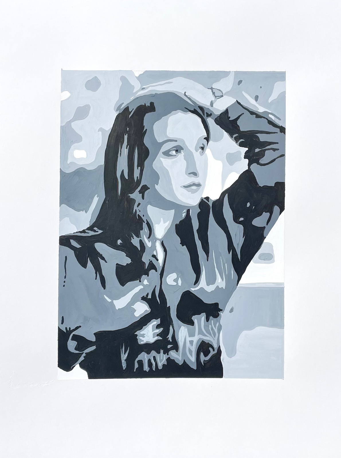 Lotus Schwarz / Lotus Schwarz - Value Scale Self-Portrait - 17x14 Gouache on Bristol Board