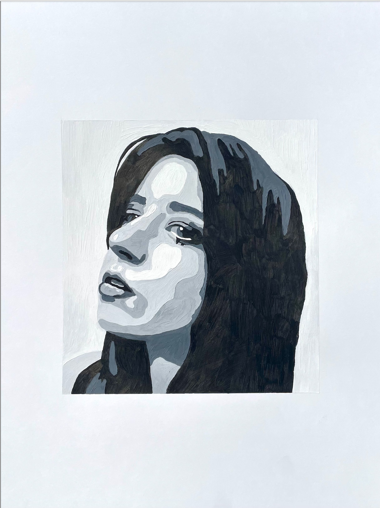 Emma Long / Emma Long - Value Scale Self-Portrait - 17x14 Gouache on Bristol Board