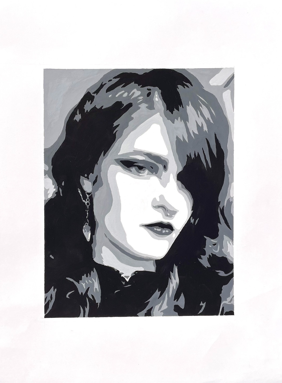 Megan Wortz / Megan Wortz - Value Scale Self-Portrait - 17x14 Gouache on Bristol Board