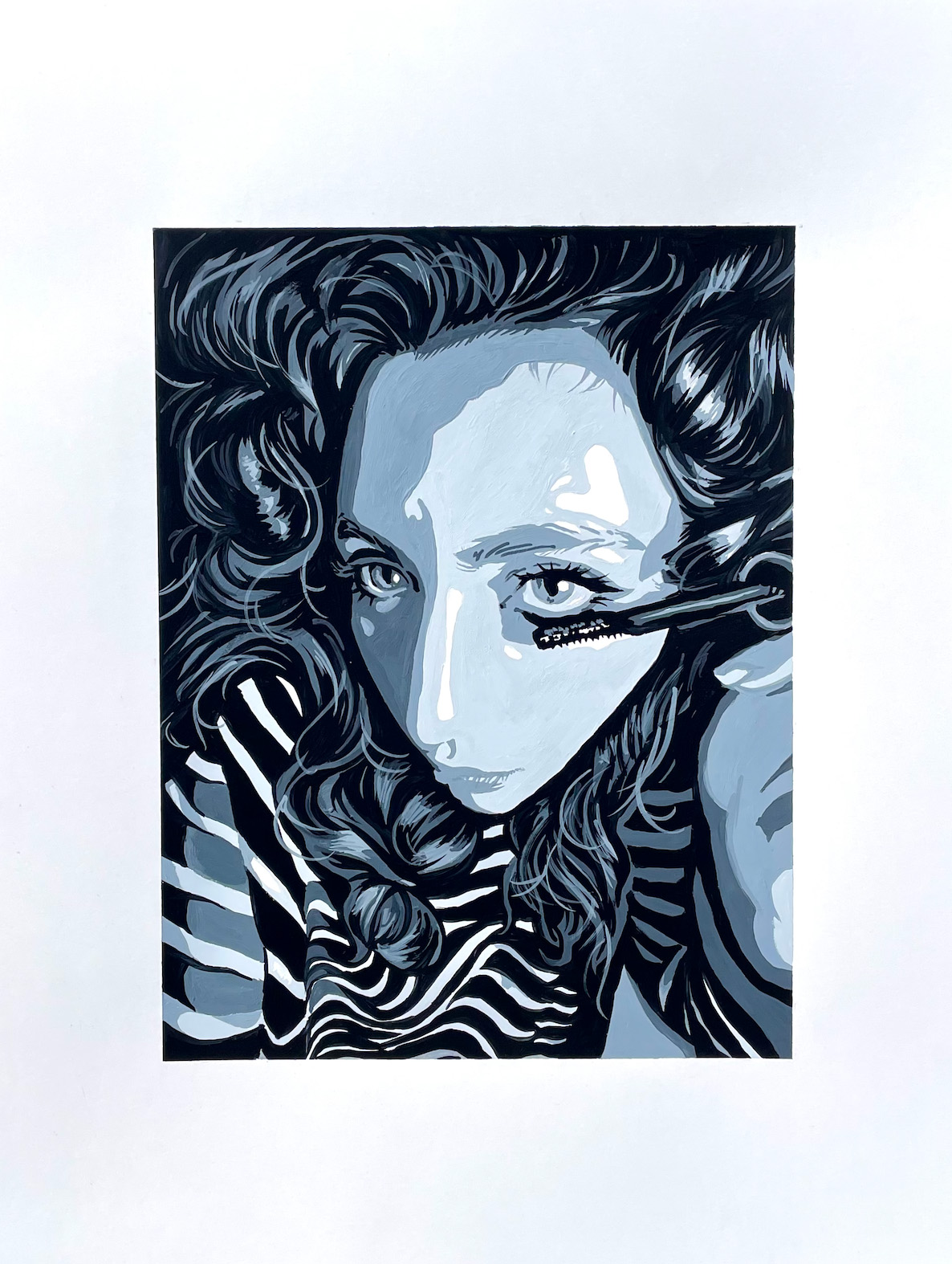 Brooke Wendorf  / Brooke Wendorf - Value Scale Self-Portrait - 17x14 Gouache on Bristol Board