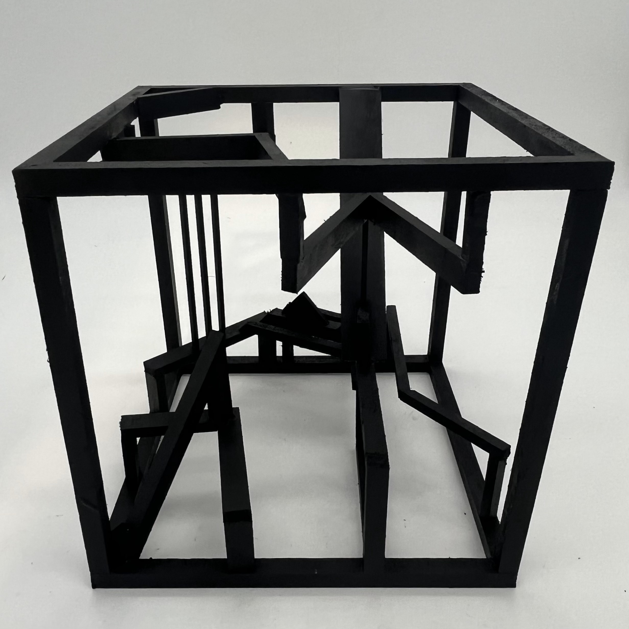 Katie Clark / Katie Clark- Line Design and Wooden Cube. Basswood - 8"x8"x8". Completed 2023.