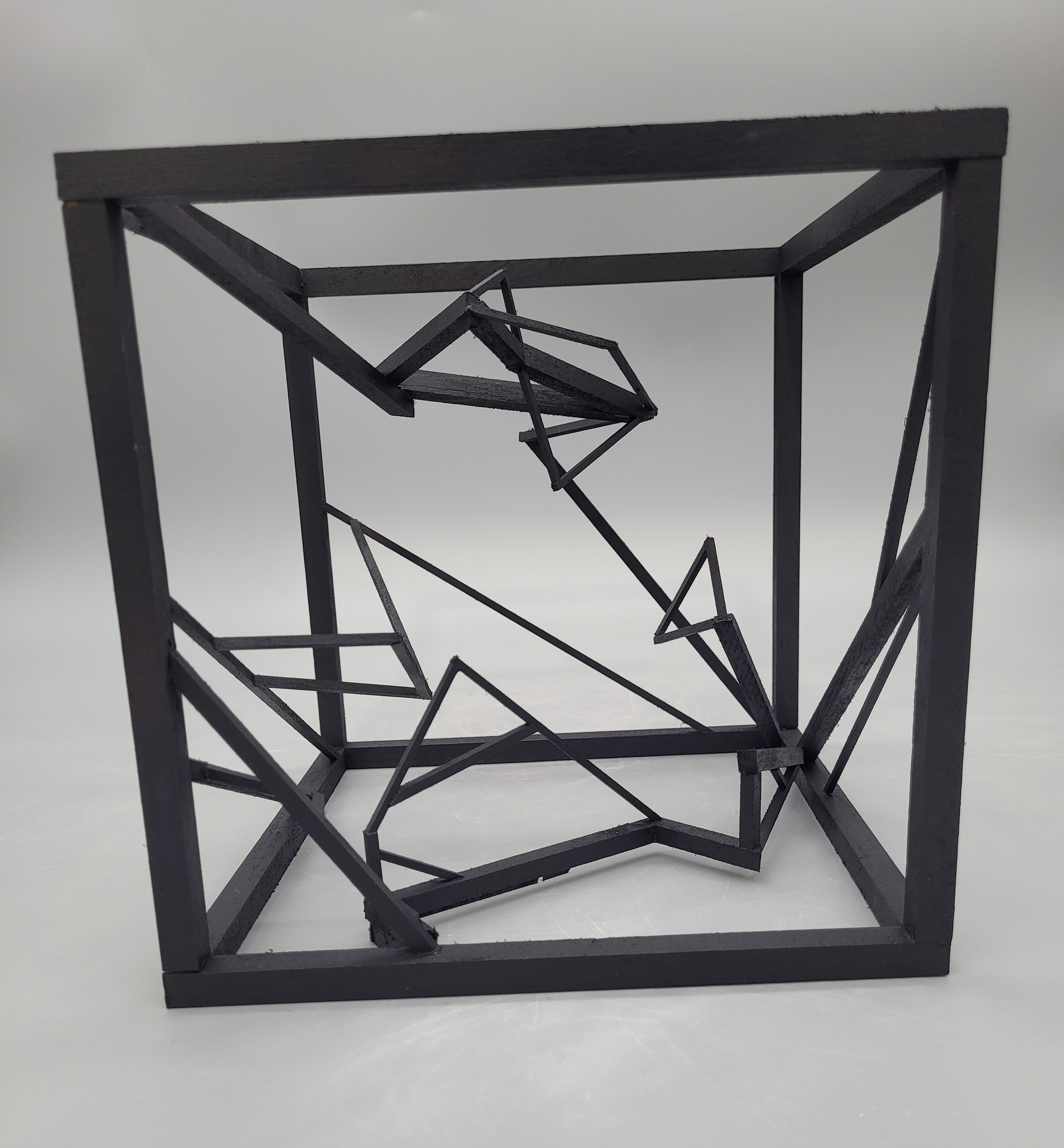 Jessie Beavers / Jessie Beavers Line Design and Wooden Cube. Basswood - 8"x8"x8". Completed 2023.