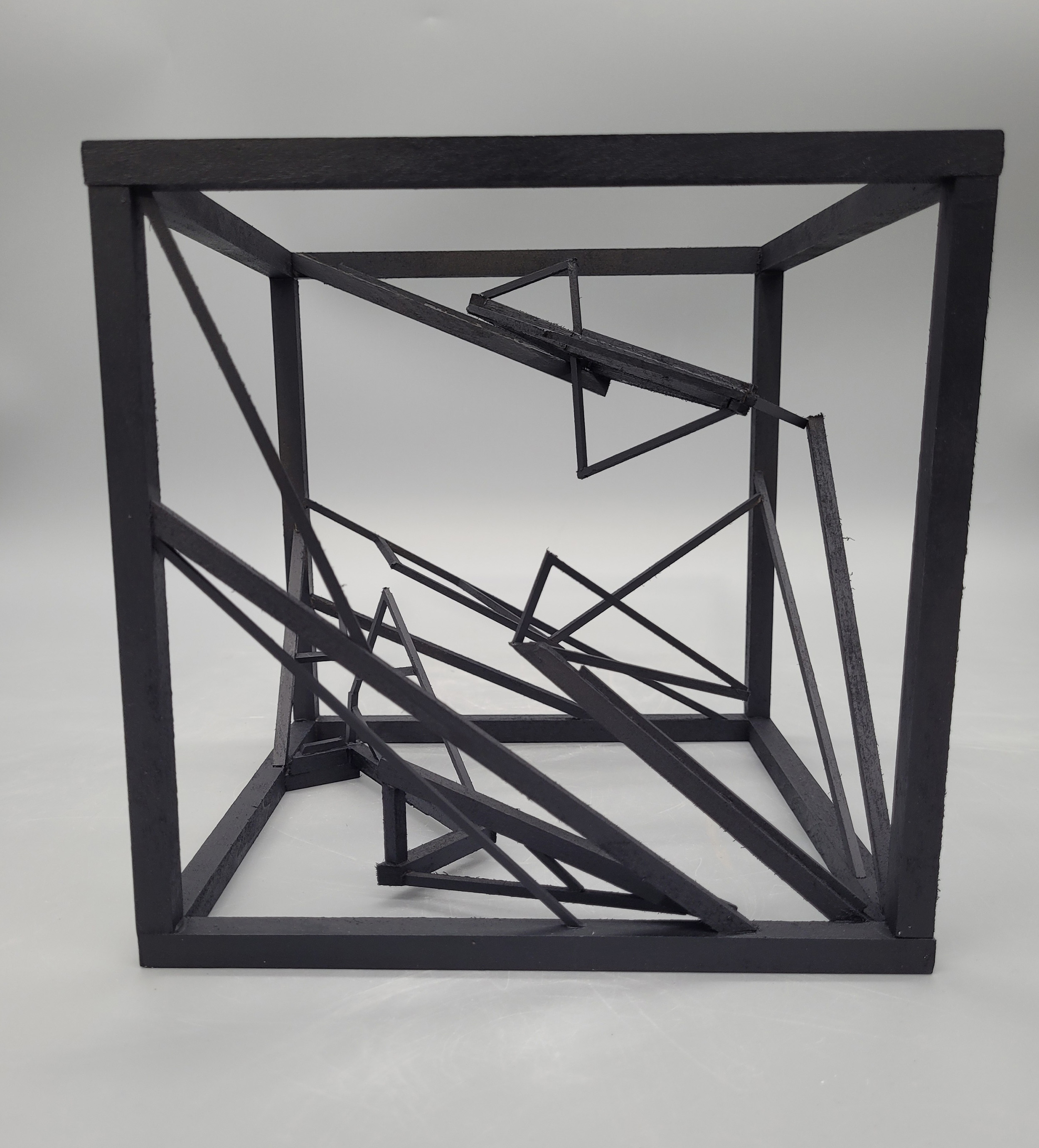 Jessie Beavers / Jessie Beavers Line Design and Wooden Cube. Basswood - 8"x8"x8". Completed 2023.