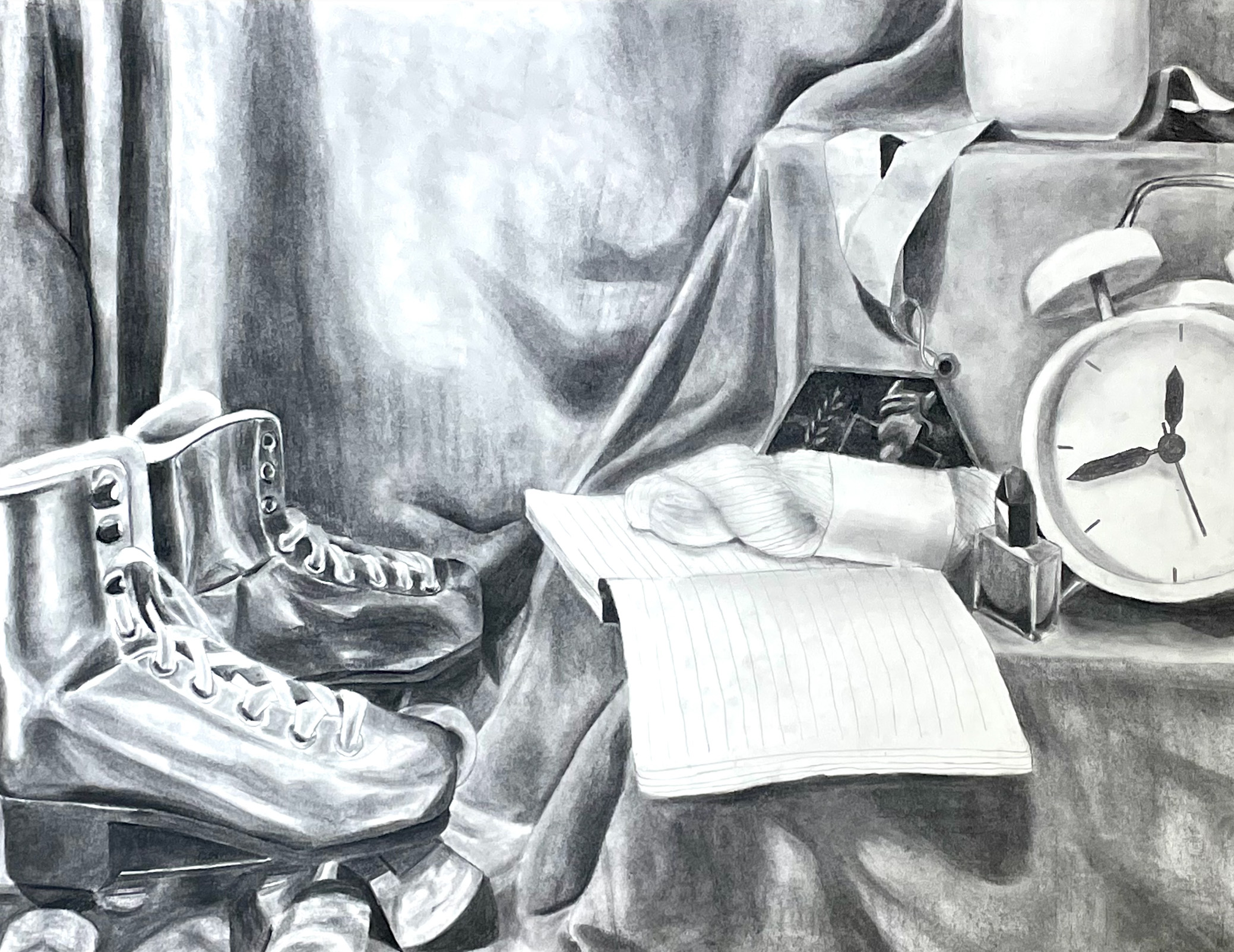 Sayeeda Nicholas / Sayeeda Nicholas - Still-Portrait as Still-Life - 18x24 Charcoal 2023