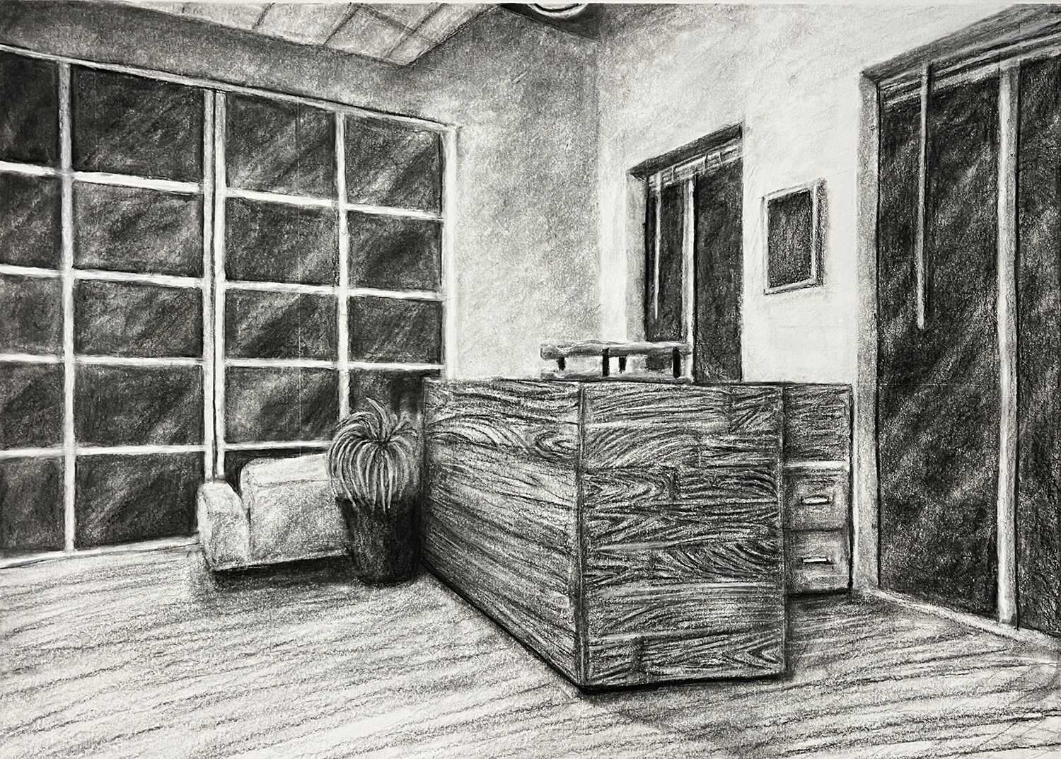 Connor Vitak / Connor Vitak, Perspective, 18x24", pencil and charcoal on paper