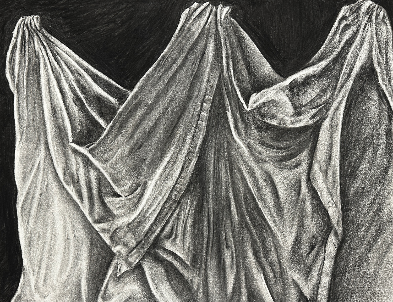 Sierra Neudorfer / Sierra Neudorfer, Drapery, 18x24", charcoal on paper