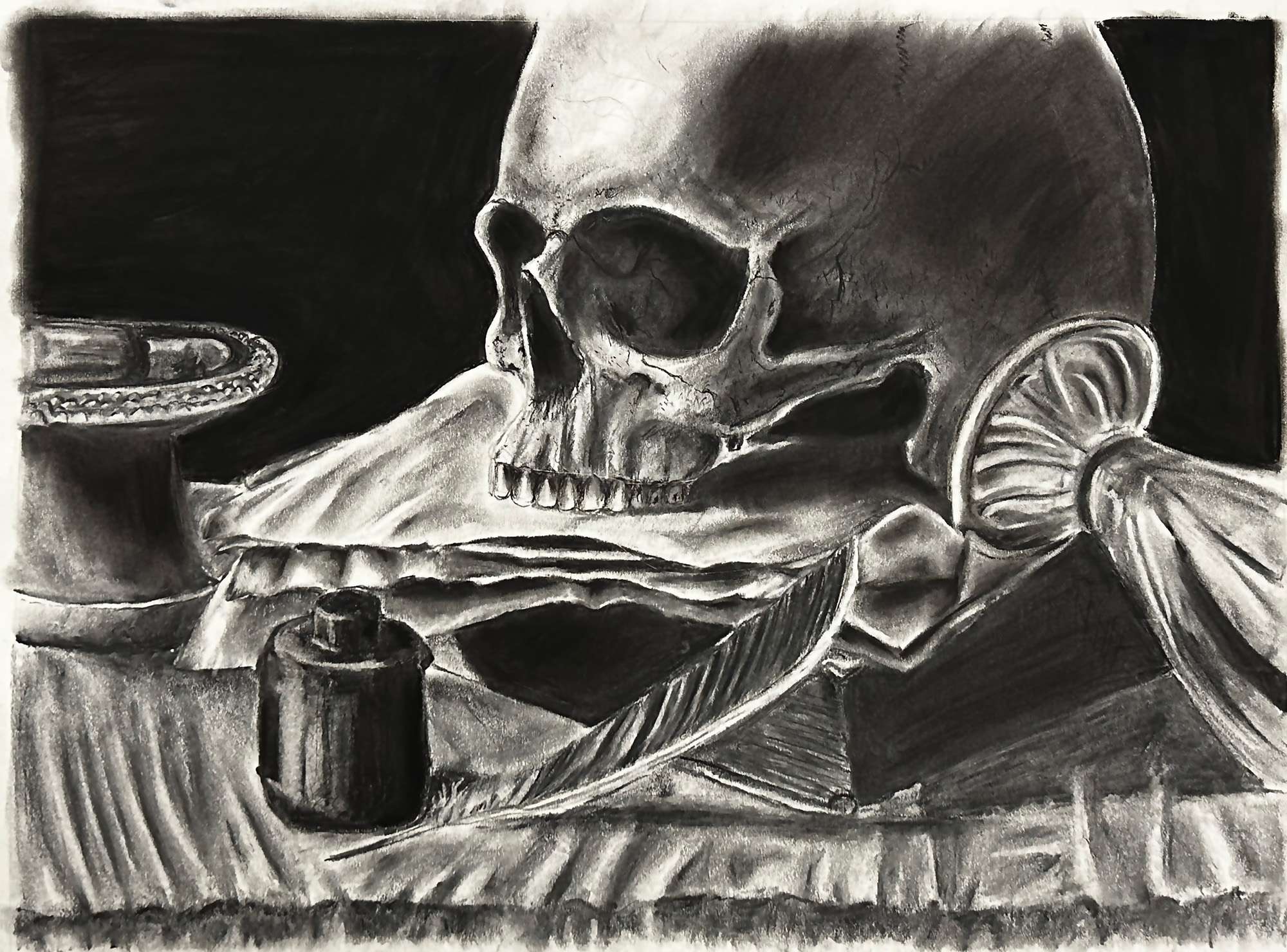 Sierra Neudorfer / Sierra Neudorfer, Self-directed Still Life, 18x24", pencil and charcoal on paper