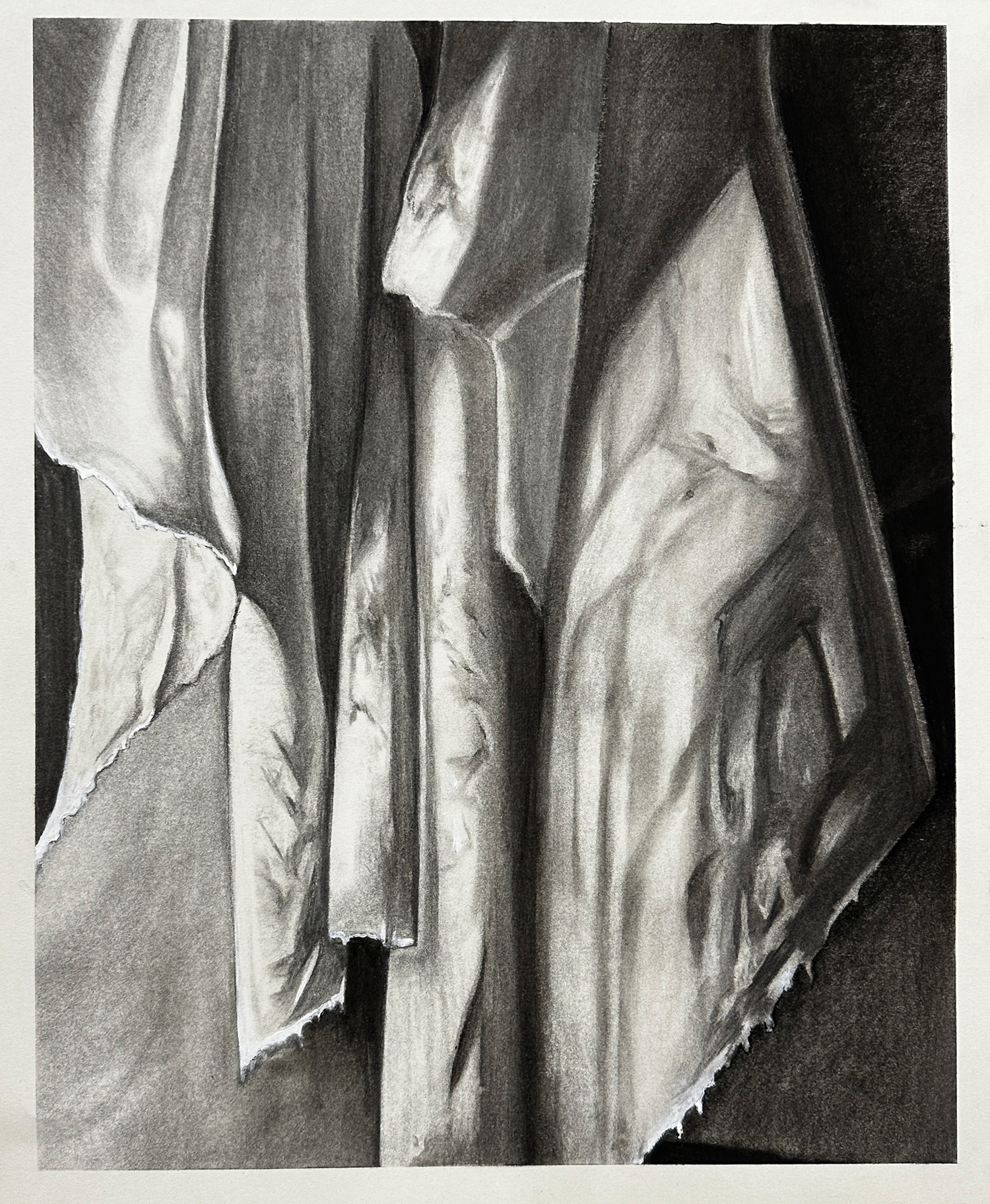 Jasmine Clark / Jasmine Clark, Drapery, 24x18", pencil and charcoal on paper