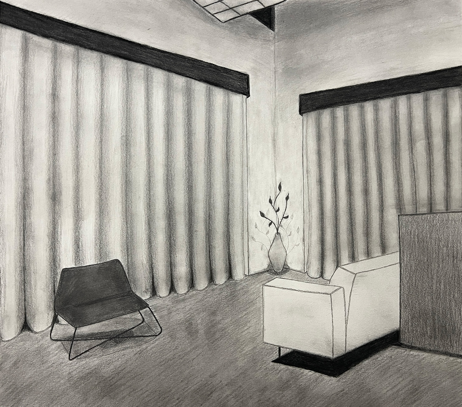Arthy Natarajan / Arthy Natarajan, Perspective, 18x19", pencil on paper
