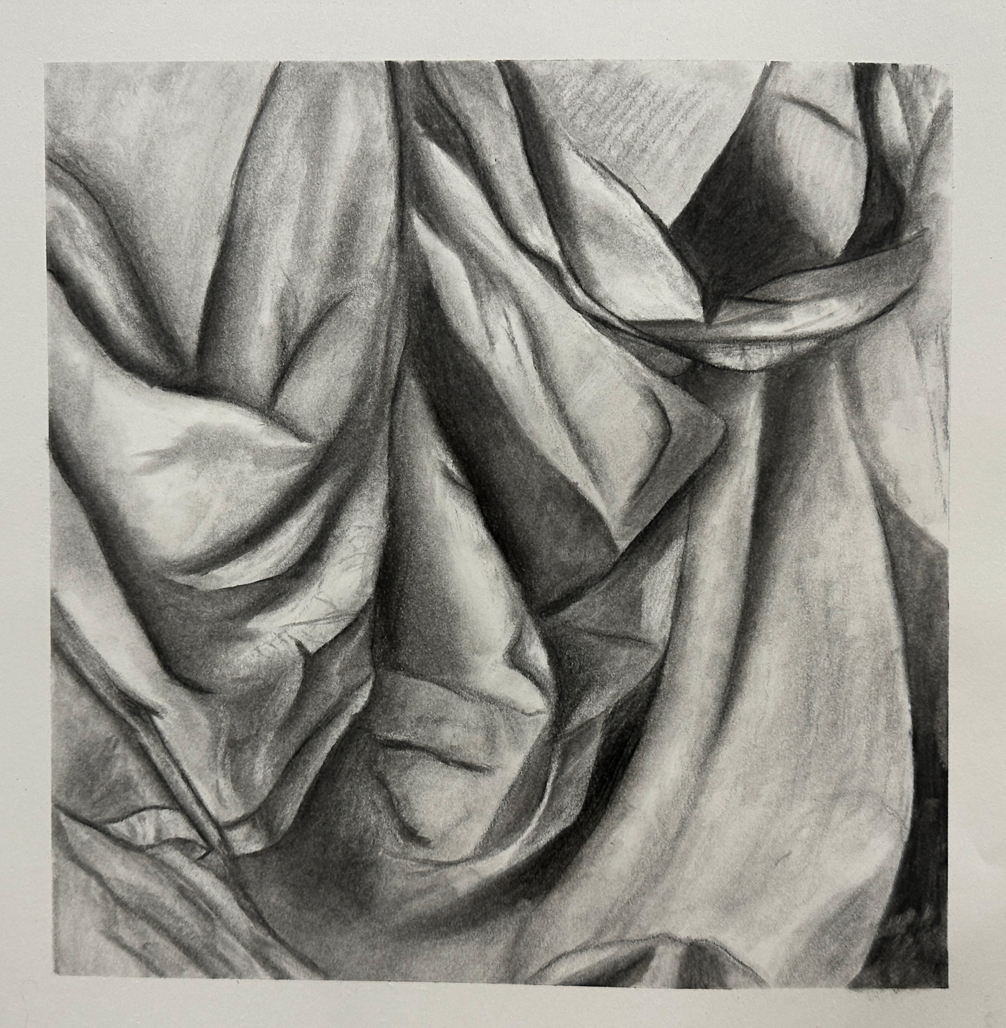 Cecilia Beeler / Cecilia Beeler, Drapery, 20x18", pencil and charcoal on paper