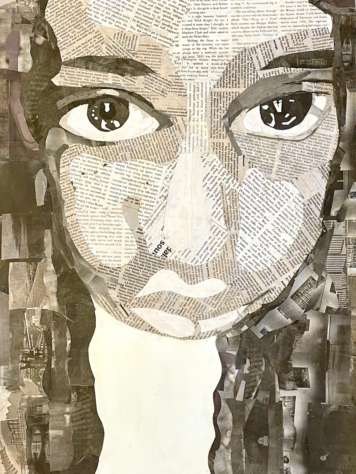 Simone Goins / Simone Goins - Newspaper Self-Portrait - 24x18 Collage 2023