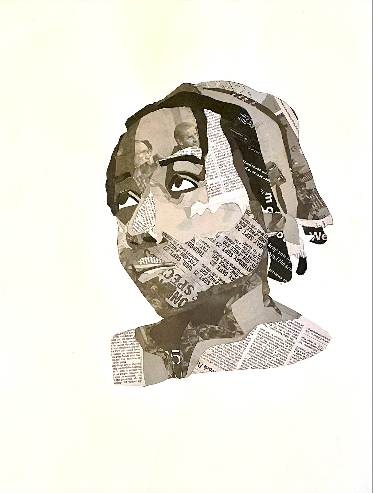 Kayla Stokes / Kayla Stokes - Newspaper Self-Portrait - 24x18 Collage 2023