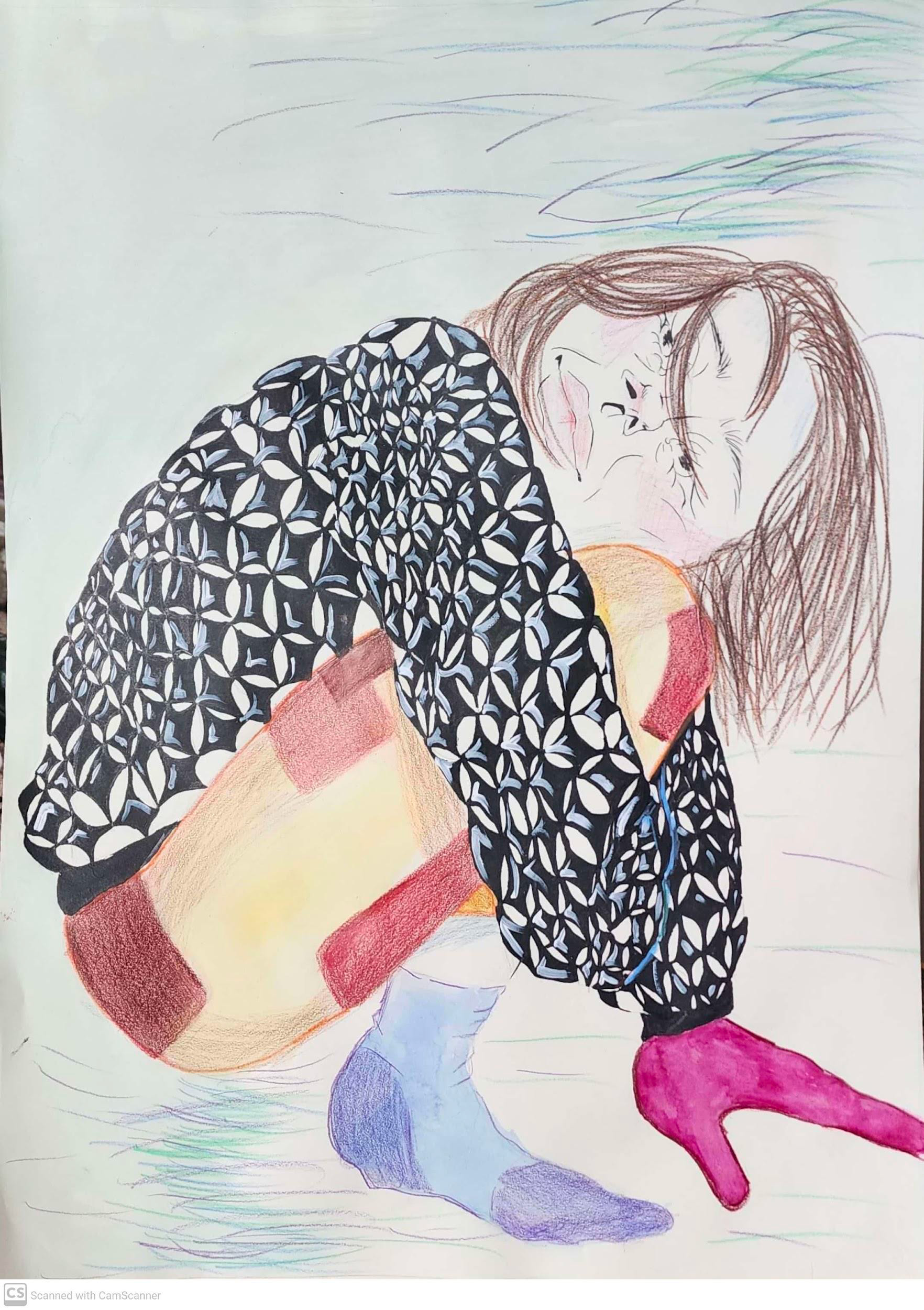 Nikki Benavent-Rivera / Nikki Benavent-Rivera, Texture Patterns, 24 x 18, colored pencils & inkI mixed my personal drawing style with fashion designs as a way to challenge myself and learn how to convey fabric textures in a fun and interesting way as well as experiment with comp