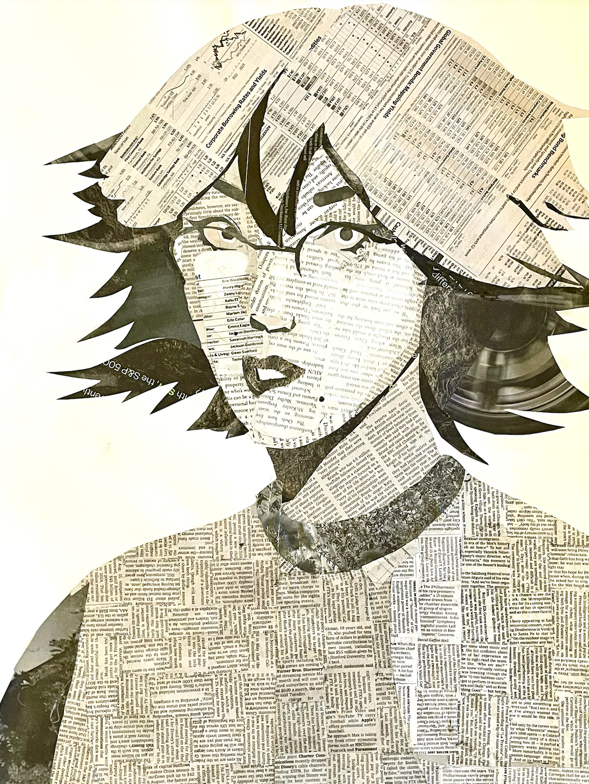 Casey Moryl / Casey Moryl - Newspaper Self-Portrait - 24x18 Collage 2023