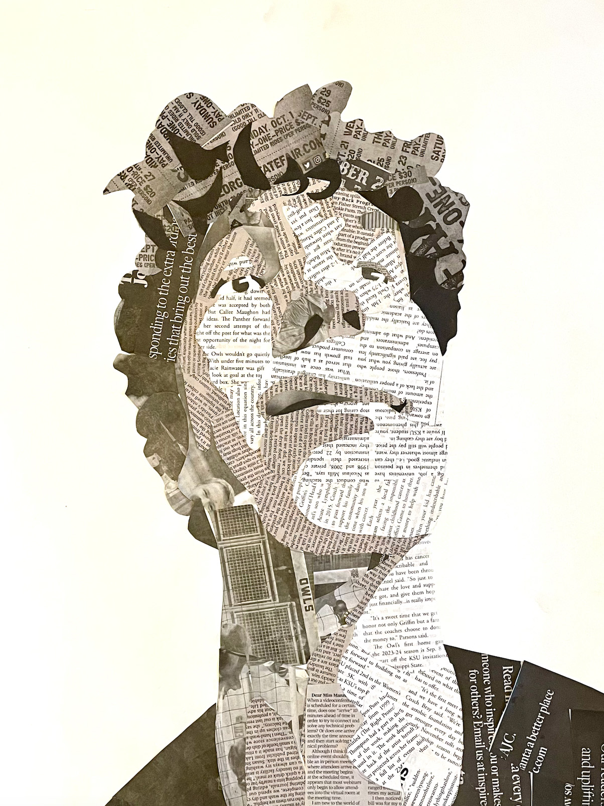 Ellis Hamburge / Ellis Hamburger - Newspaper Self-Portrait - 24x18 Collage 2023