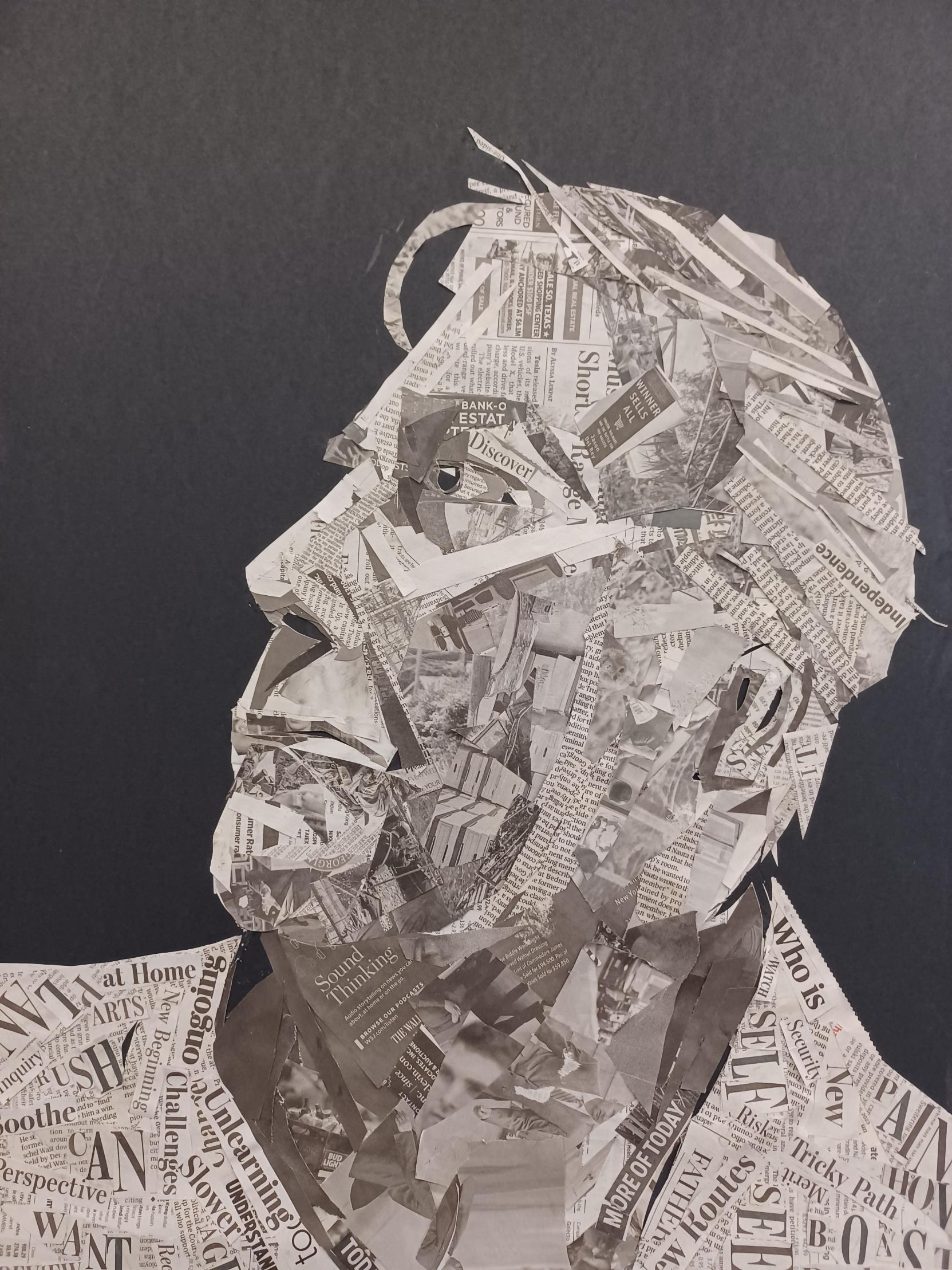 Carl Will / Carl Will- Self Portrait-24 x 18- Fall 2023 Drawing 2 newspaper 