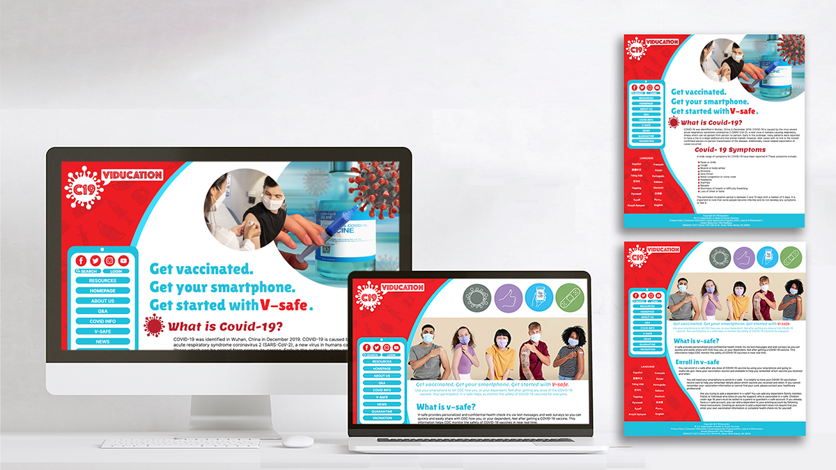 C19Viducation / “C19Viducation,” Website Prototype, 1512 x 1465 pixels, website, 2023. Website prototype to concentrate on V-Safe information that catches the eyes of the younger generation and help them be more knowledgeable on covid and it’s vaccination.