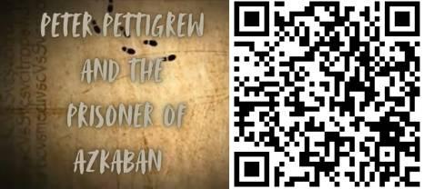  / This is the cover art and a QR code for the audio series Peter Pettigrew and The Prisoner of Azkaban