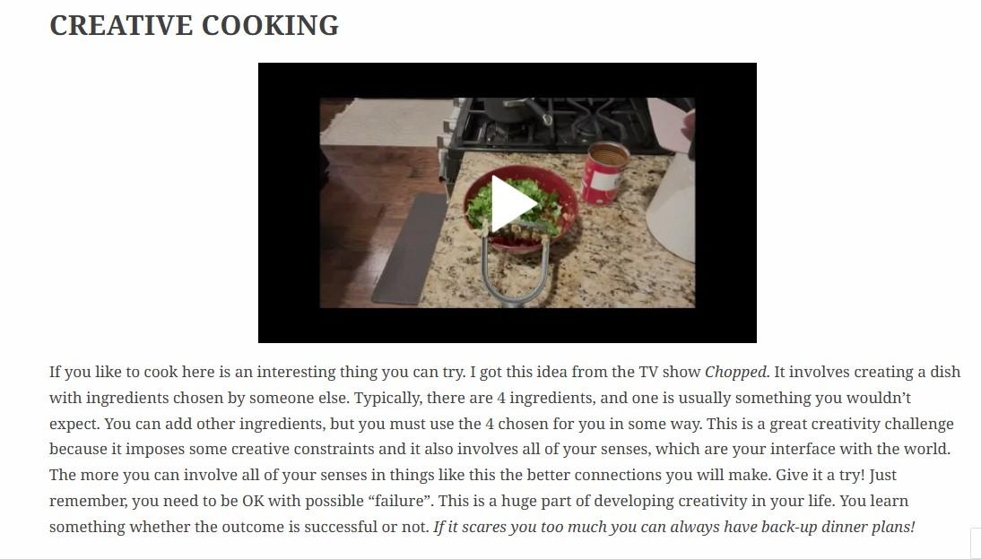  / Using cooking to practice the creative process