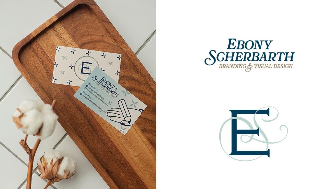  / "Ebony Scherbarth," Business Card and Logos, 2025, A personal branding project 