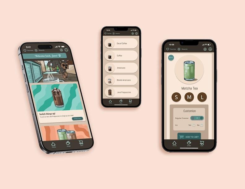  / Libby's Coffee Co. is a brand I created during my Interactive Media Design class. I illustrated all my graphics and created a short, frame-by-frame animation that better fits my original kiosk design. My dog Libby is featured as my brand mascot because I wanted this cafe to be advertised as dog-friendly.  