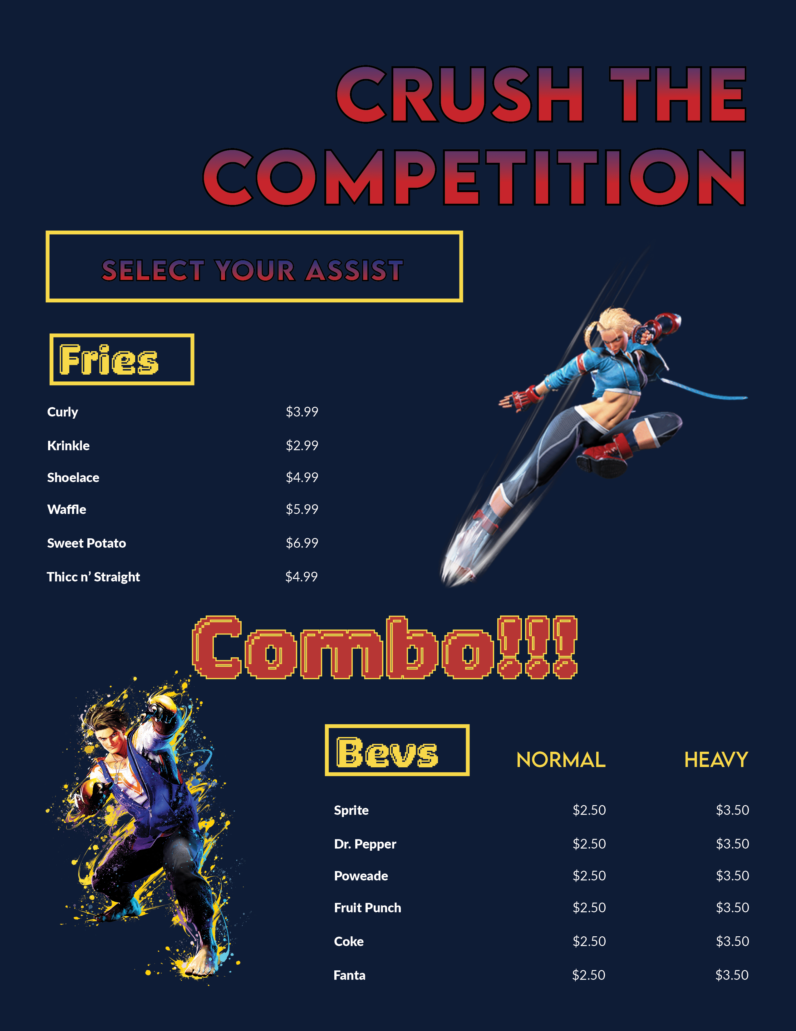  / Back side of a fighting game arcade menu 