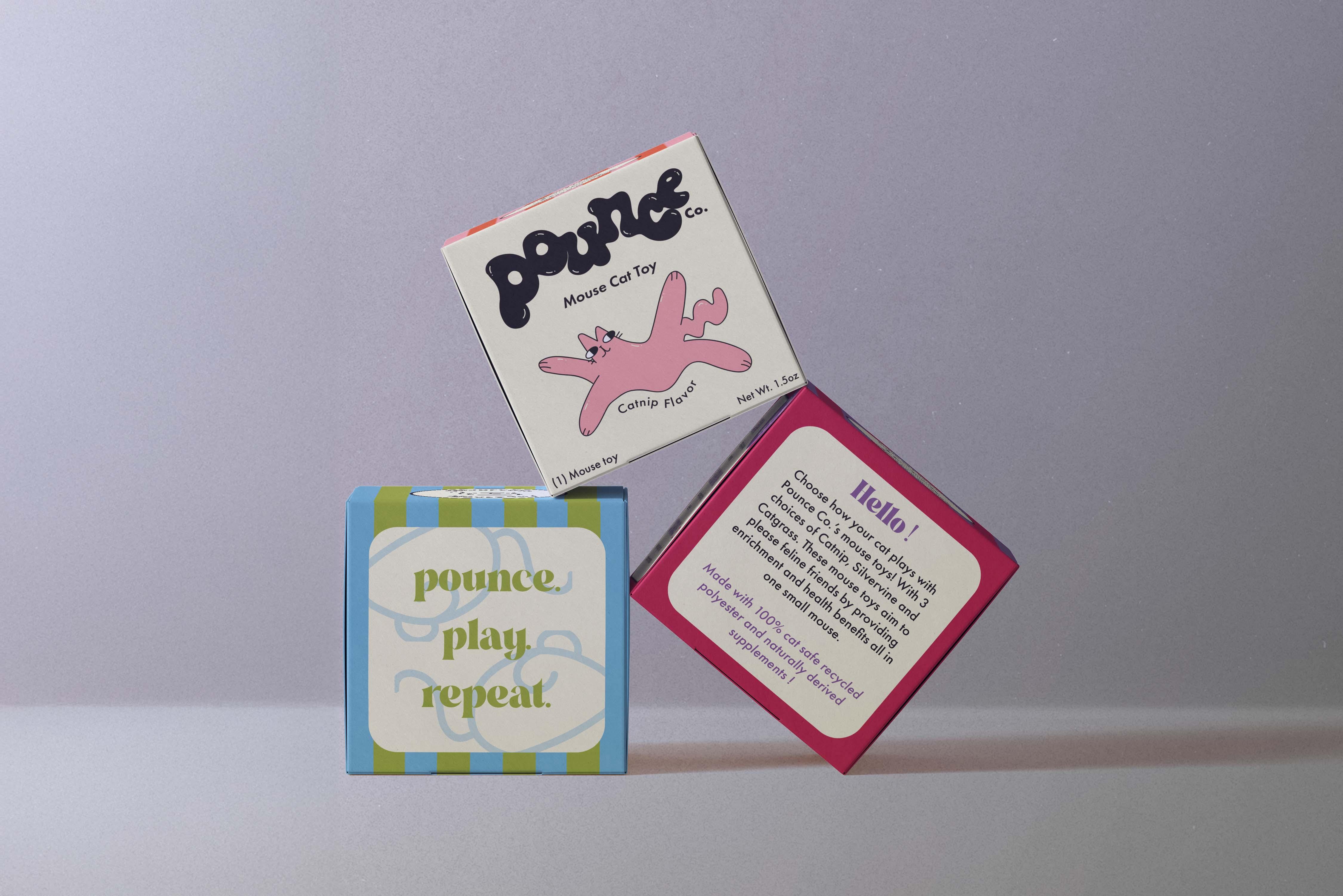  / Designed a complete box packaging for a cat toy, focusing on eye-catching shelf appeal and functional display. The design effectively communicated product benefits to the pet owner demographic while incorporating a playful aesthetic to attract the end-user. 