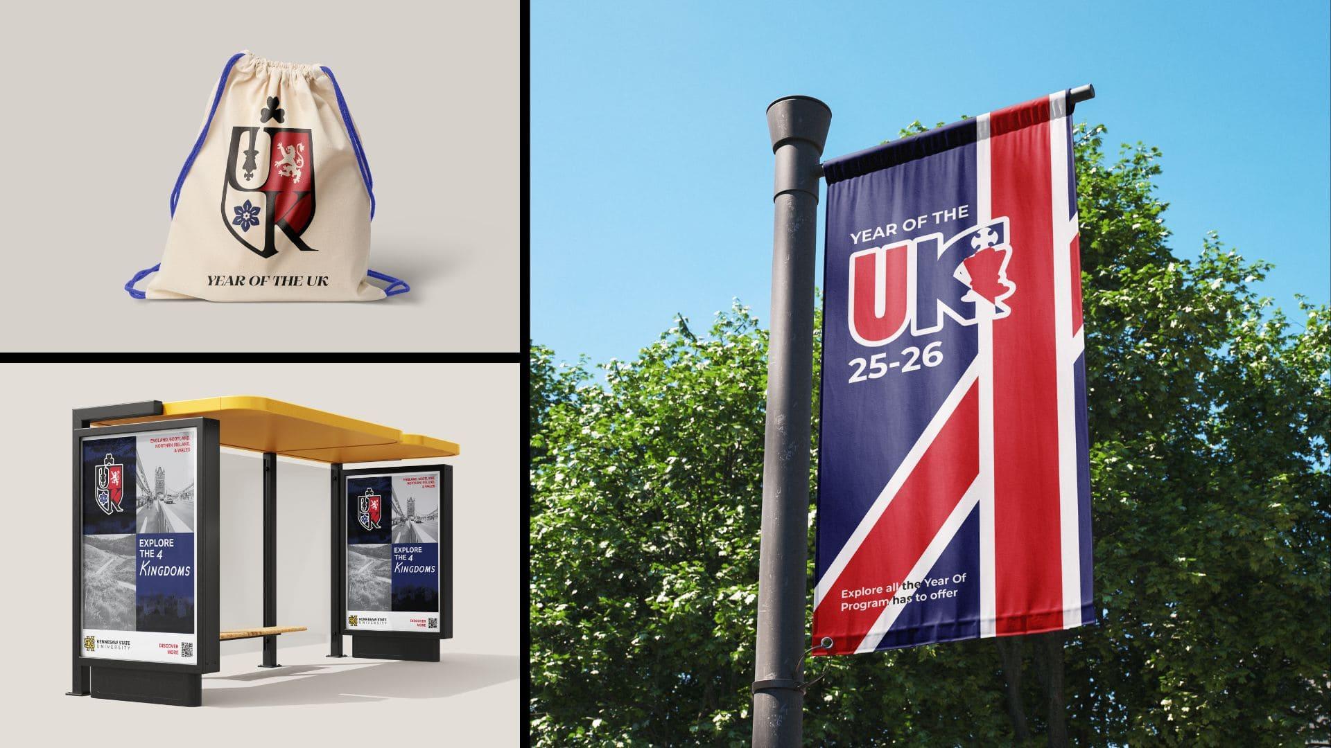  / Examples of a concept for Year of the United Kingdoms at Kennesaw State University brand in use 