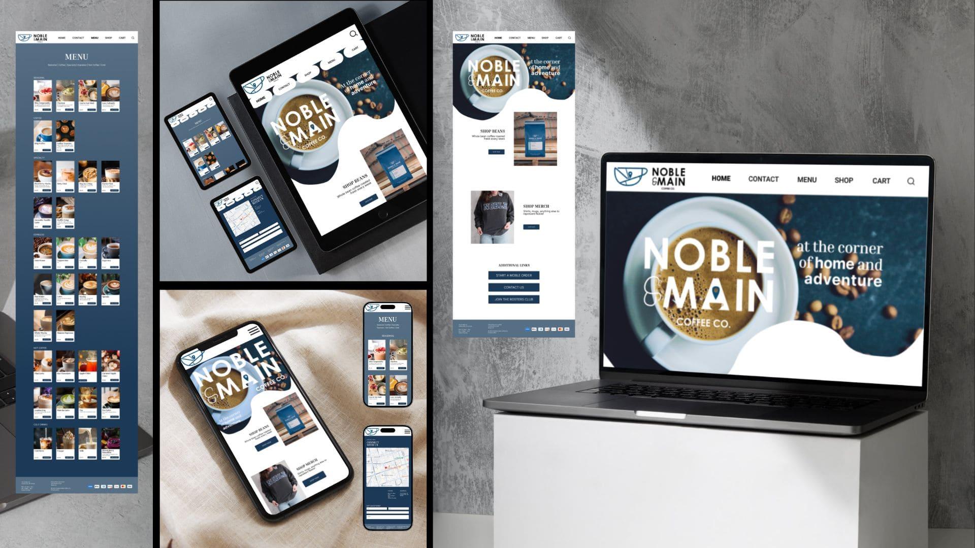  / Noble and Main Coffee Co. website designs for web, tablet, and app 