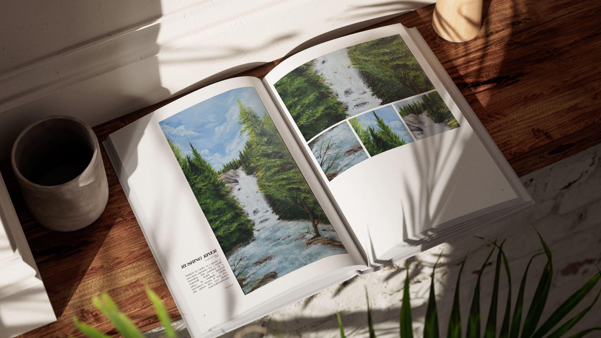  / A single spread design from and artbook featuring Lydia's early paintings 