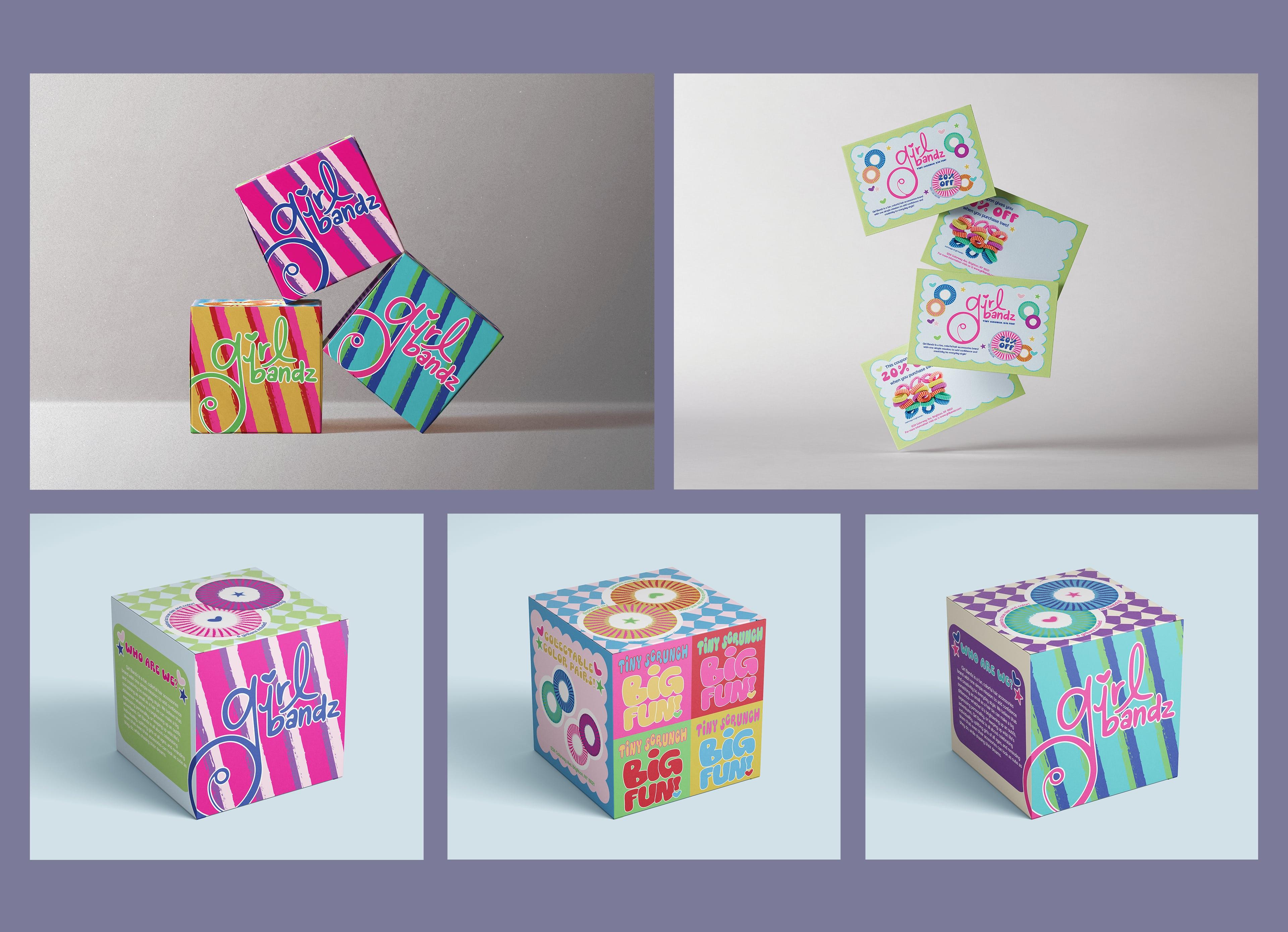  / GirlBandz, Package Design, 2025. I created the branding for GirlBanz, a concept celebrating confidence, individuality, and bold self-expression. The design uses vibrant colors, fun typography, and playful visuals to build a cohesive identity that feels empowering and full of energy. 